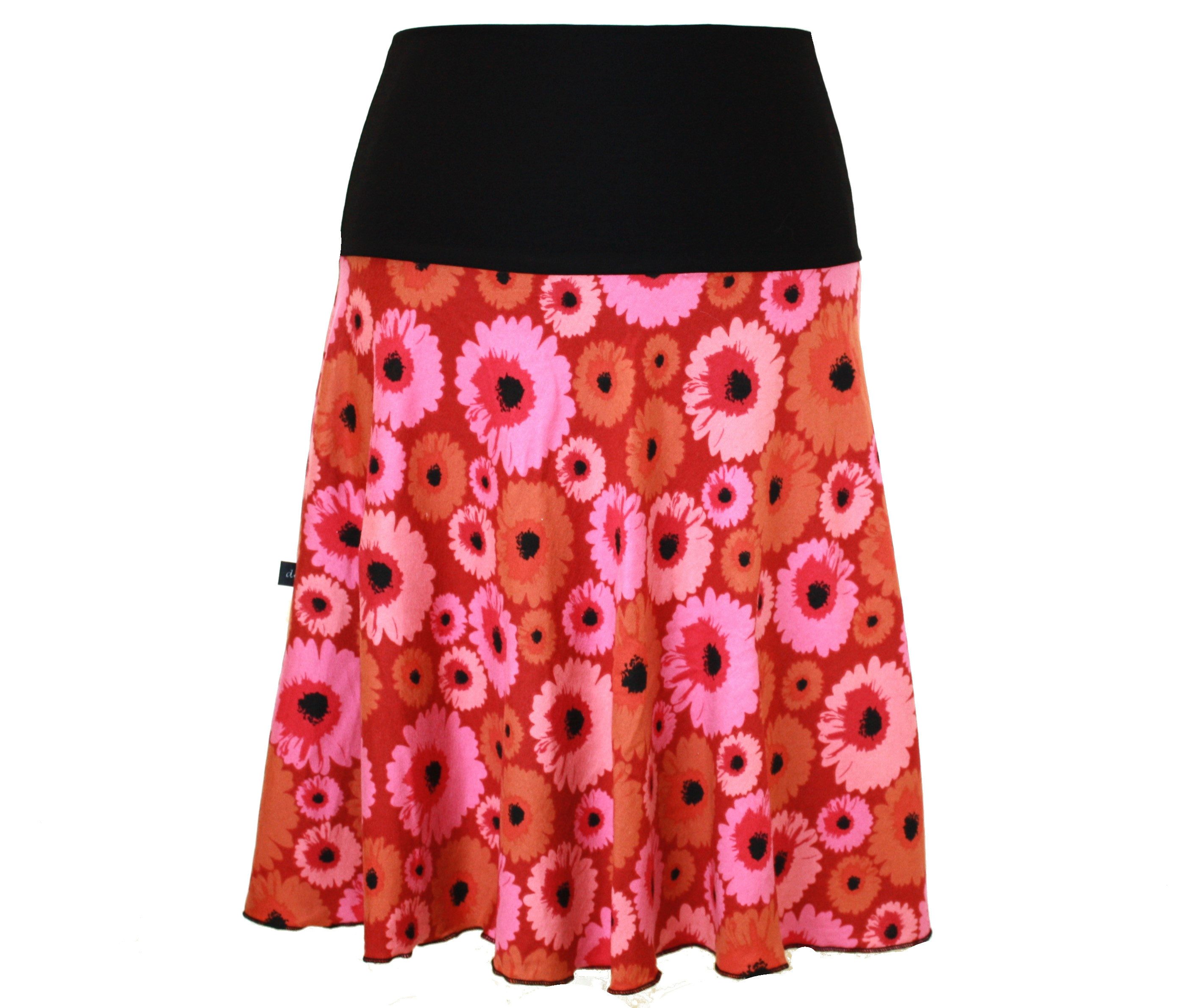 dunkle design A-Linien-Rock Sommer Sweat Schwarz Rot Pink Bunt 57cm elastis günstig online kaufen