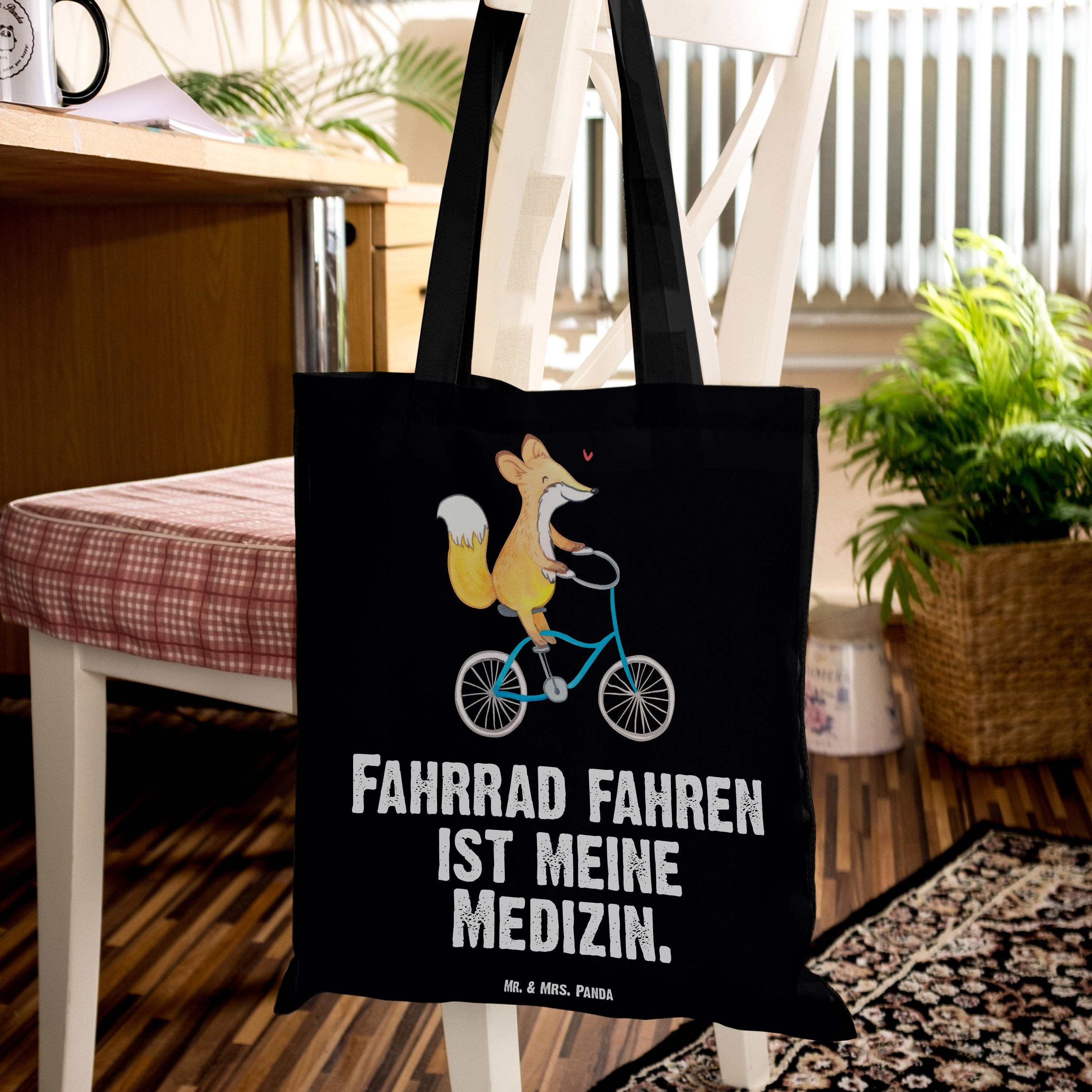 Einkaufsta (1-tlg) Mr. & - Mrs. - Medizin Fahrrad Tragetasche Geschenk, Fuchs Panda Gewinn, Schwarz fahren