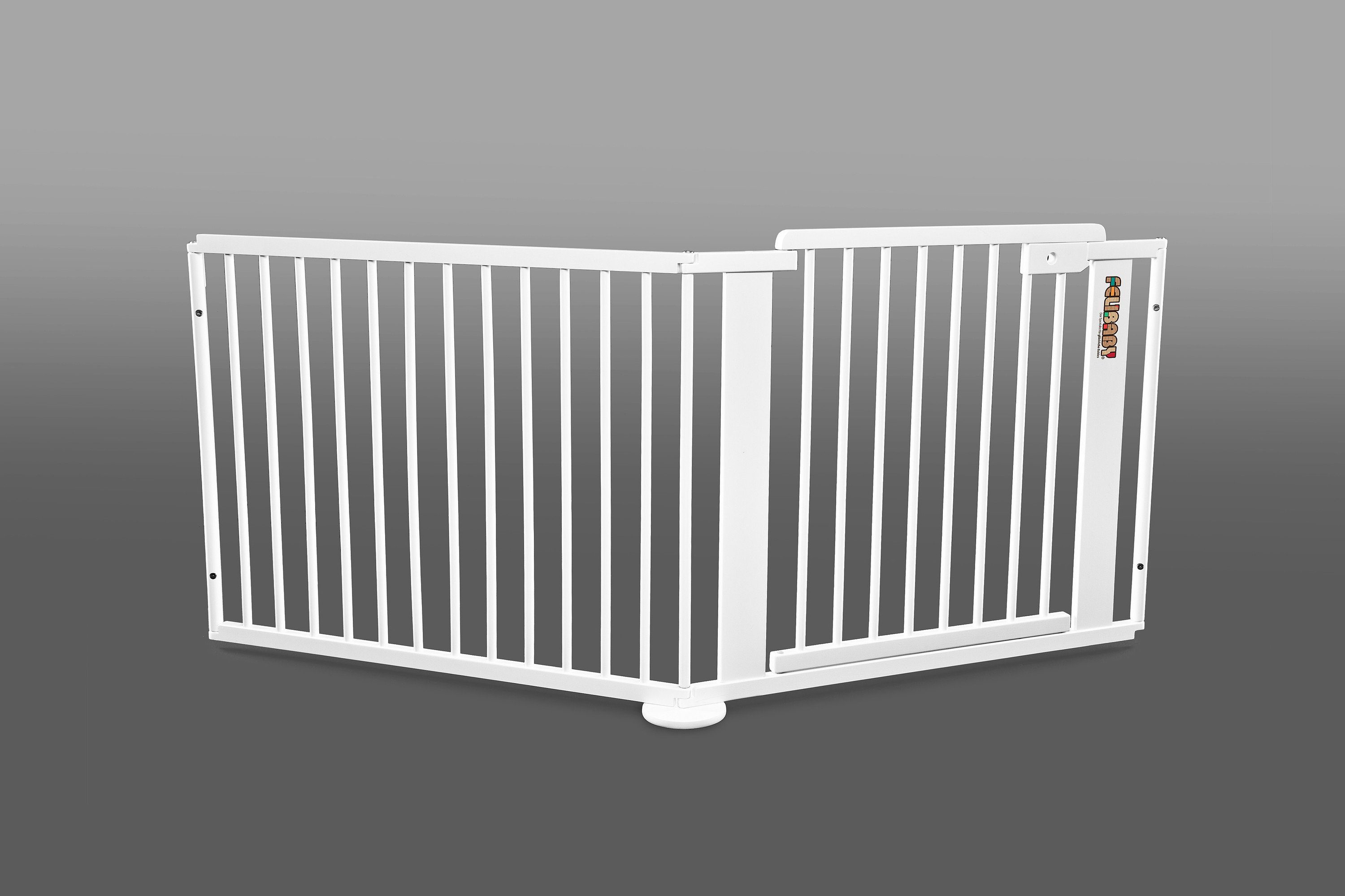 Felibaby Laufstall, ONE4all 1+1 weiß extra breites Tür-/  Treppenschutzgitter aus Massivholz