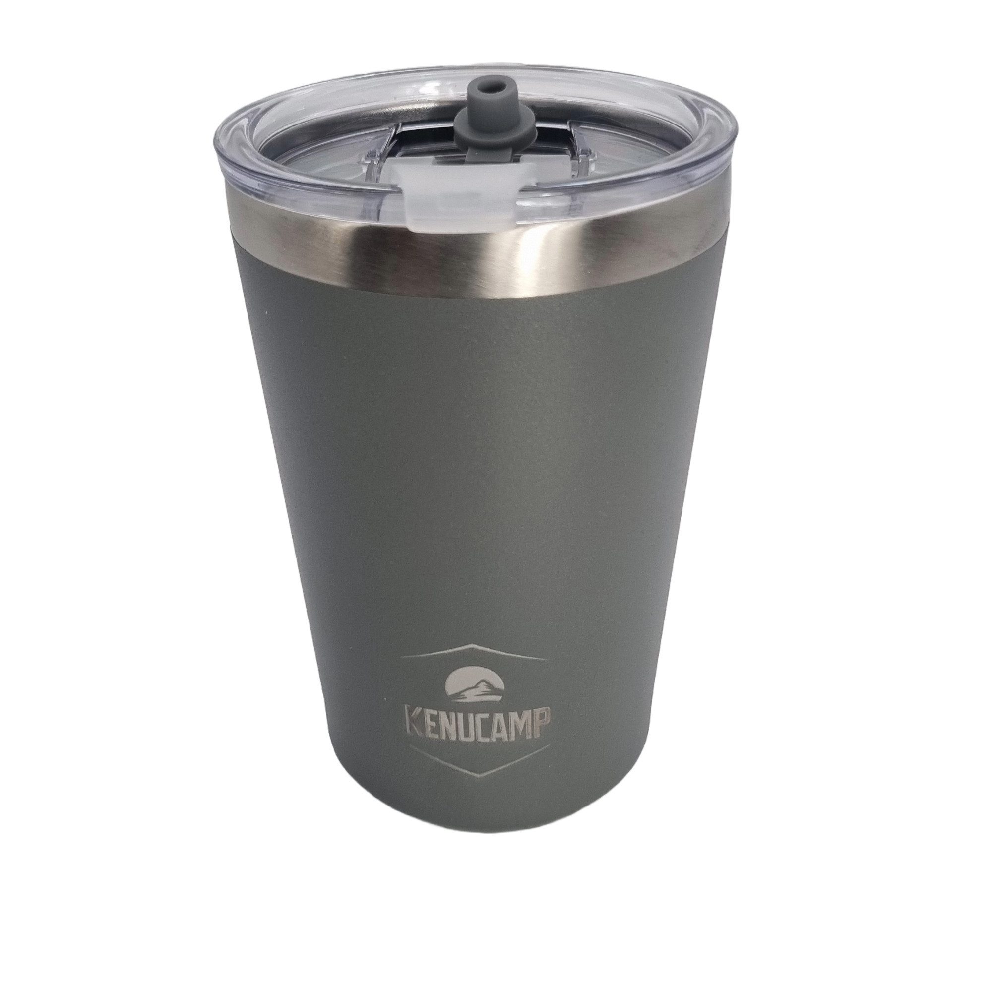 Kenucamp Кружки Kenucamp® Thermobecher 350 ml Edelstahl, Doppelwandig, Deckel mit Strohhalm-Öffnung – Kaffeebecher to go