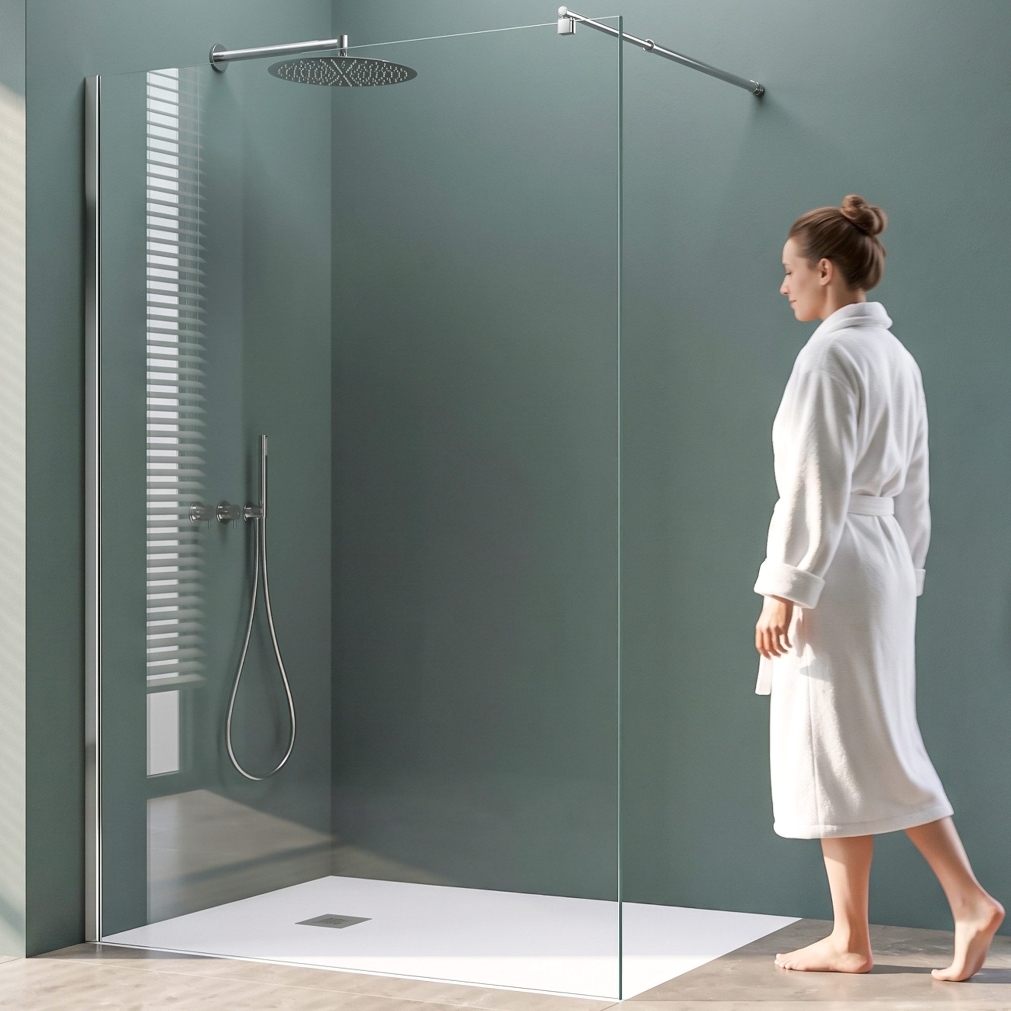 Mai & Mai Duschwand Duschabtrennung für Dusche Duschkabine Walk in Dusche ESG Nano
