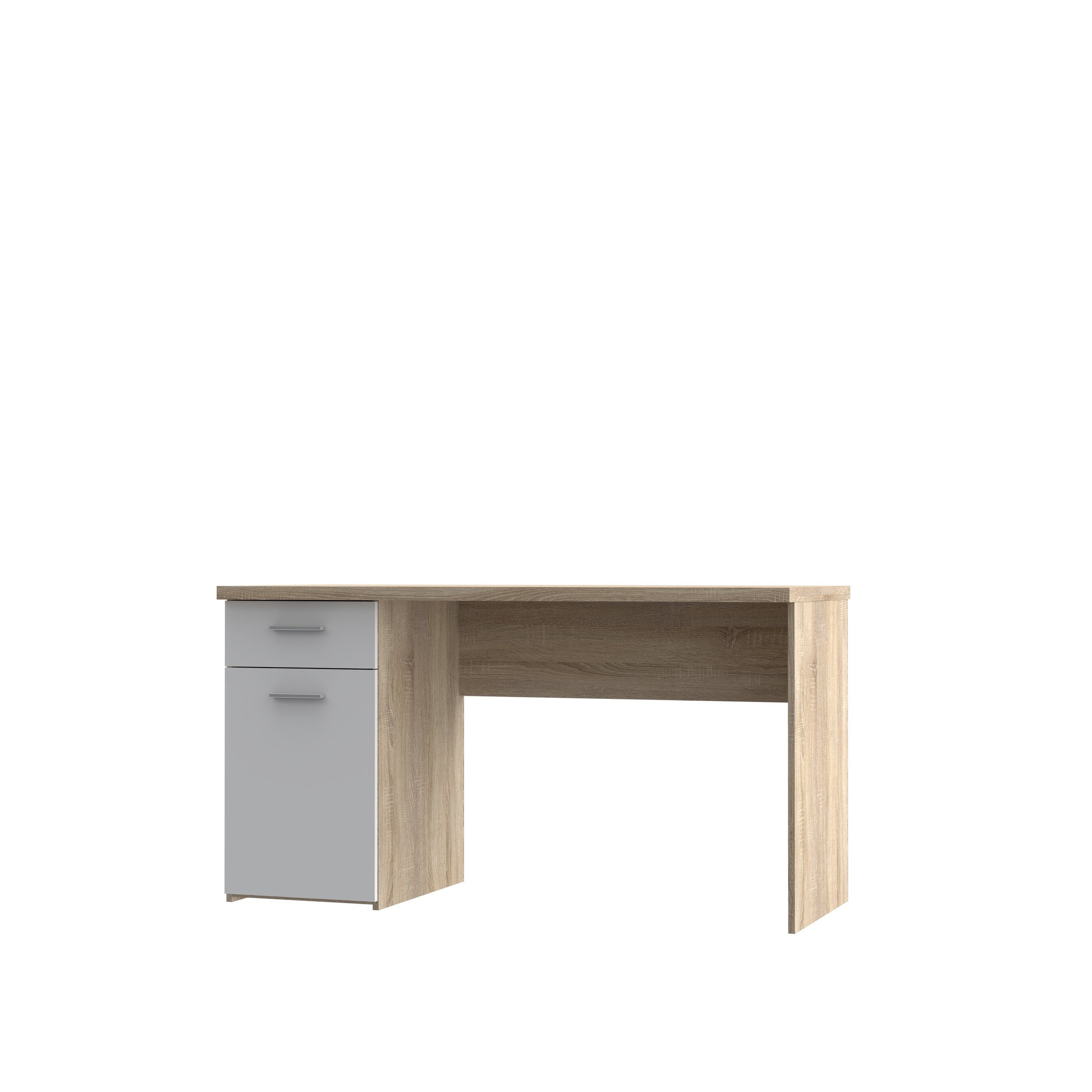 cm), in 140x76,5x60 Eiche/weiß mit einer (BxHxT: Schreibtisch freiraum und Tür Balu Schublade einer