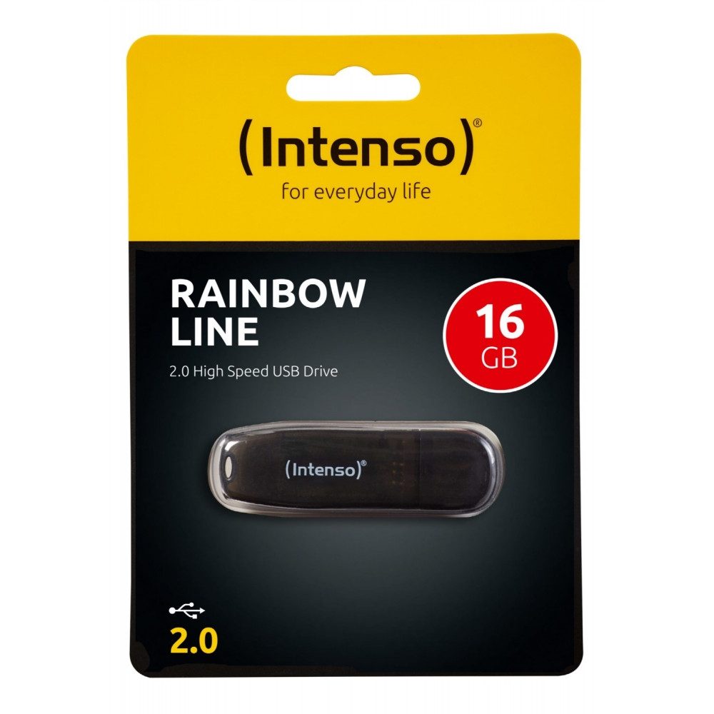 Intenso Intenso Rainbow Line USB-Stick 16GB schwarz USB-Stick (Transparente Optik)