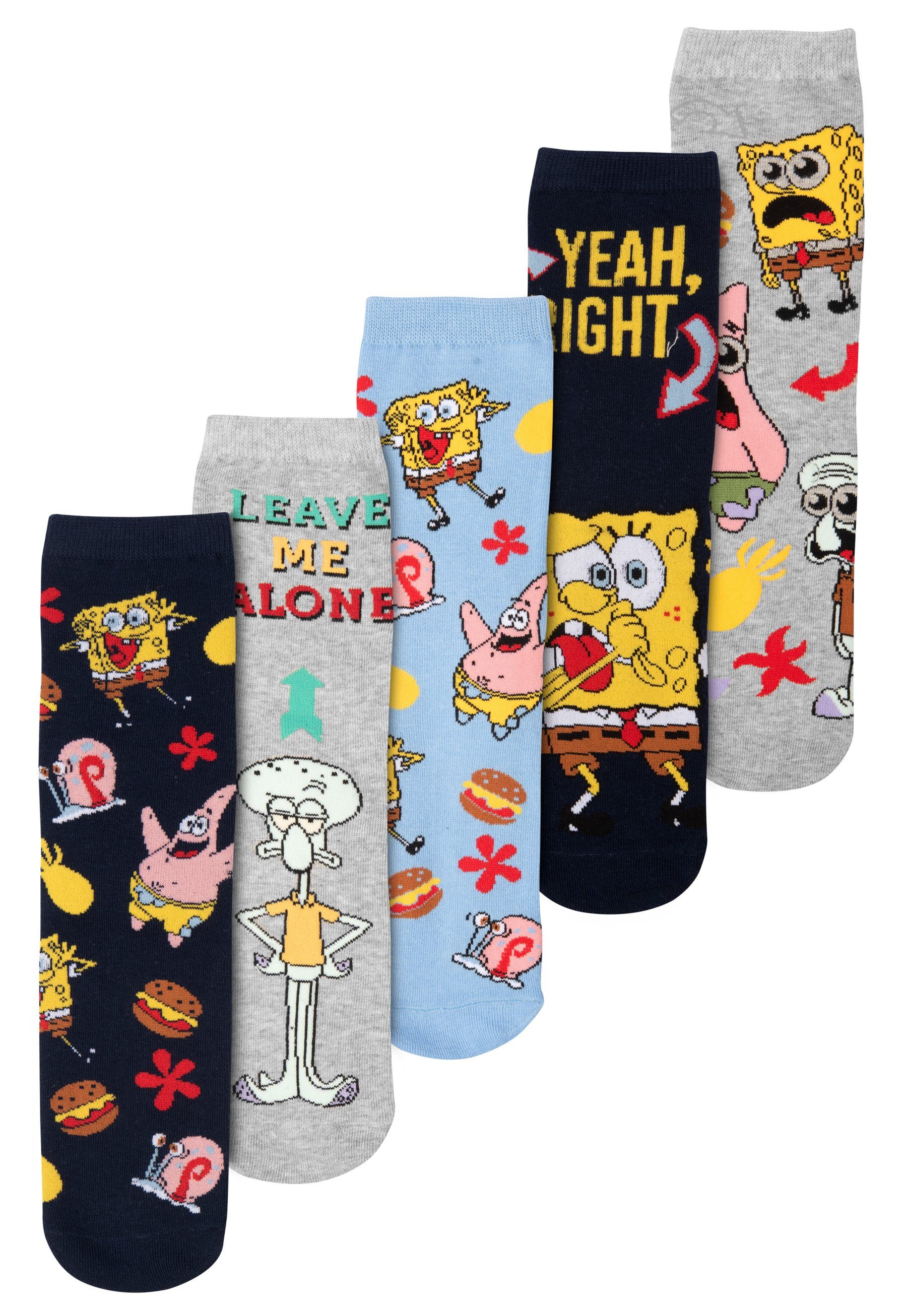 United Labels® Socken Spongebob Schwammkopf - verschiedene Motive im 5er-Pa günstig online kaufen