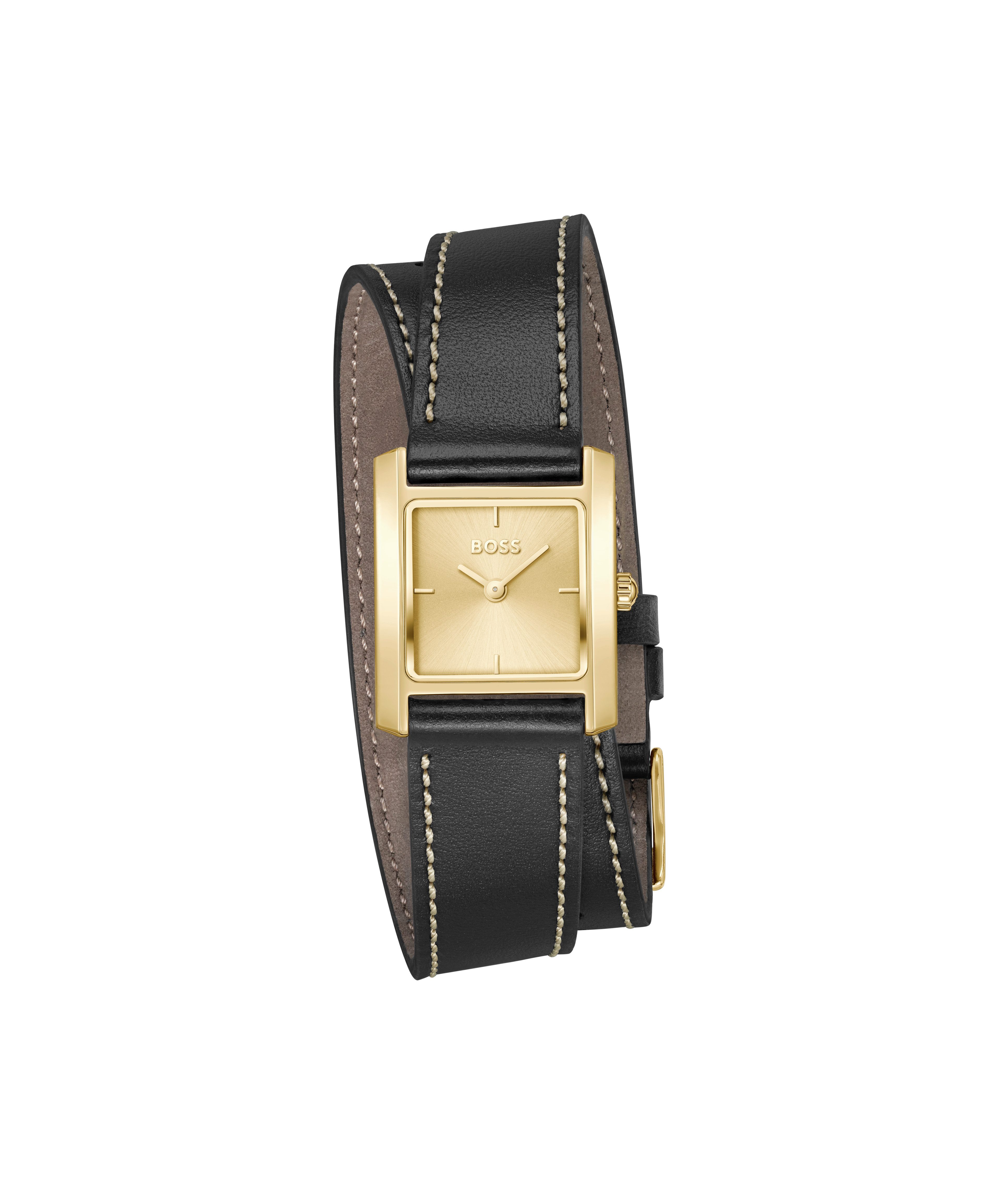 BOSS Quarzuhr LUCY 1502880, Armbanduhr, Damenuhr, Lederarmband, analog