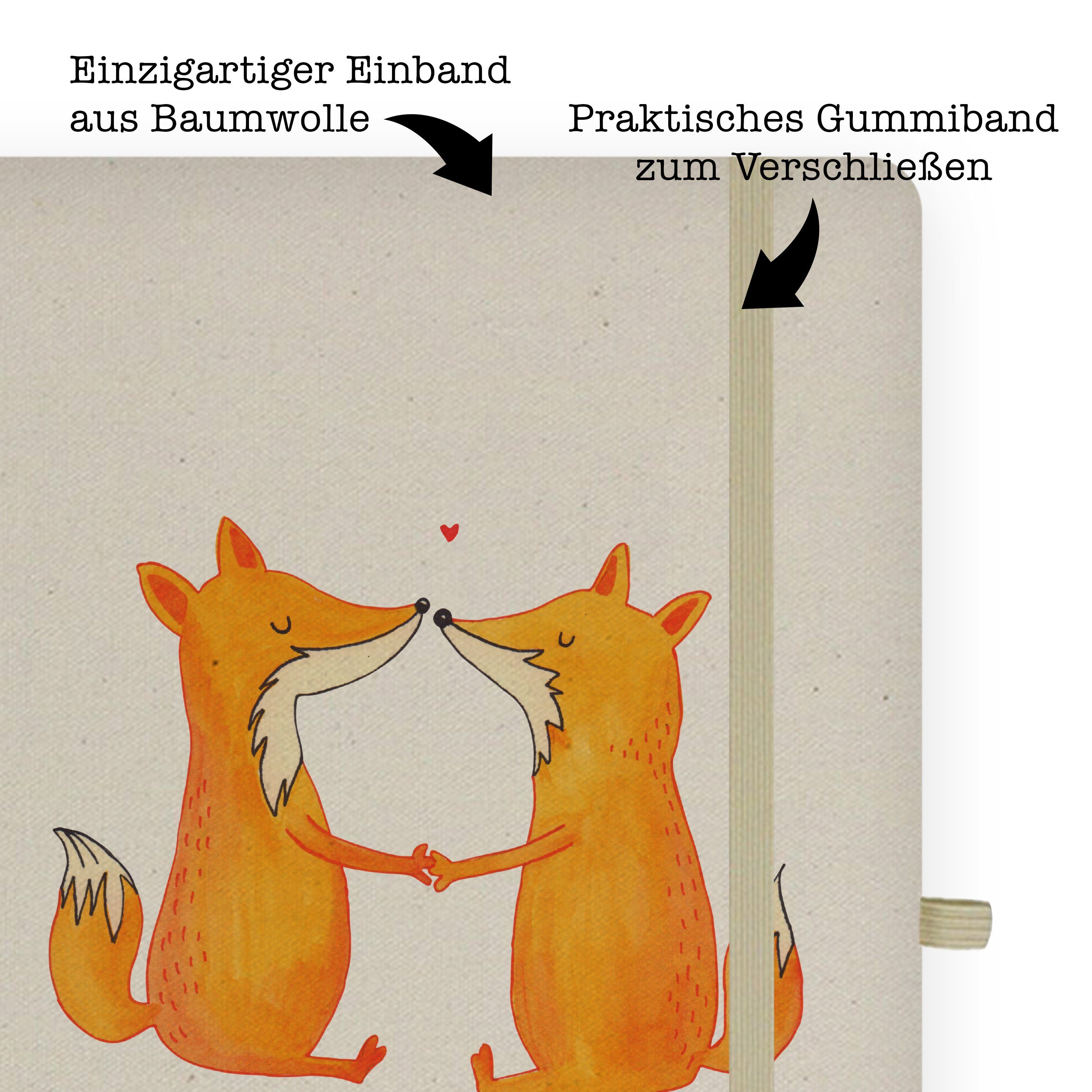 Geschenk, Mrs. Panda Füchse Freundin Liebe - Schreibheft, Mrs. Panda Mr. Transparent Mr. & Notizen, Notizbuch - &
