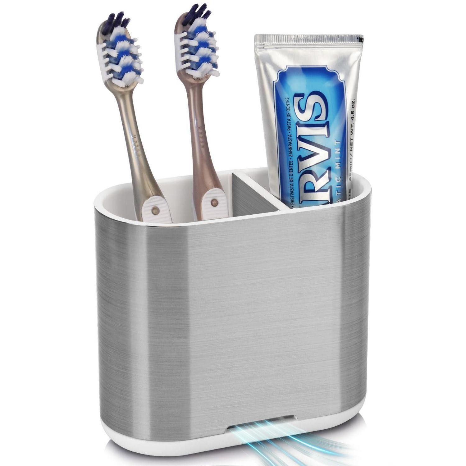 LuxusKollektion Zahnbürstenhalter Zahnbürstenhalter, medium, brushed silver, (1-St)
