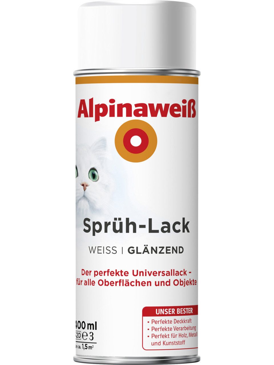 Alpina Sprühlack Alpinaweiß Sprühlack 400 ml weiß glänzend