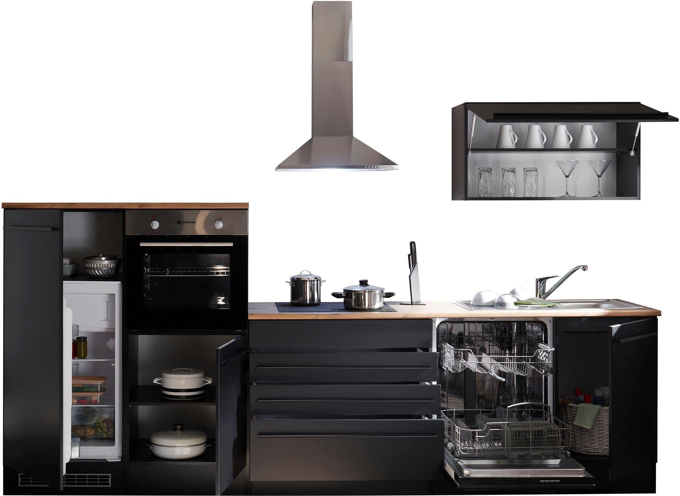 BASIC by Balculina Küchenzeile Jazz, Breite 320 cm, wahlweise mit E-Geräten