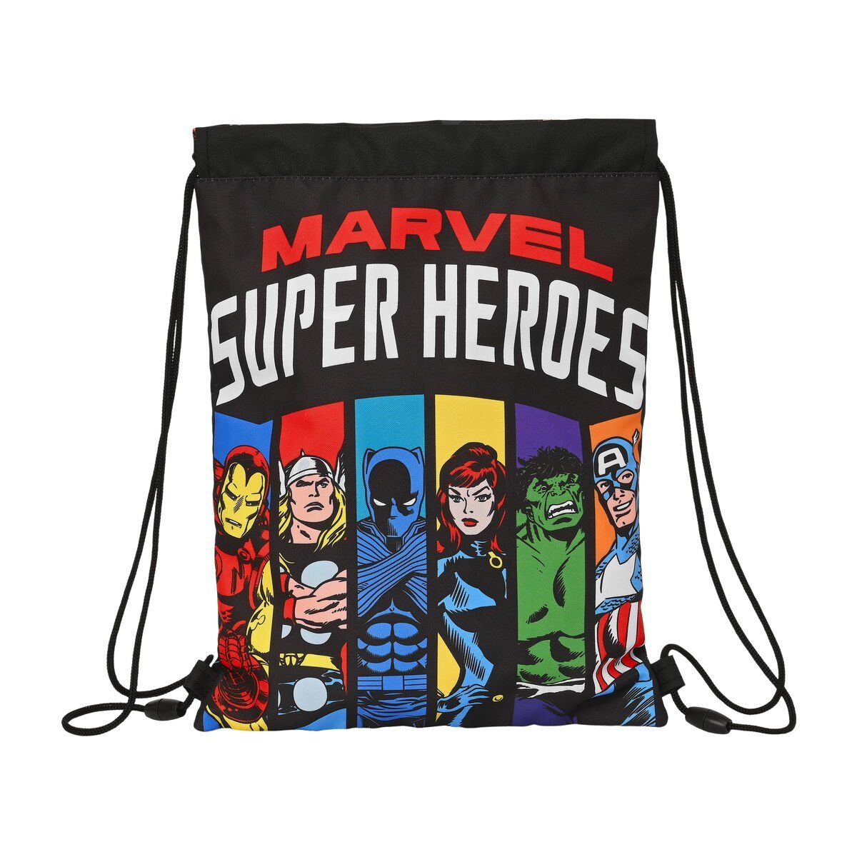 The AVENGERS Rucksack Rucksacktasche mit Bändern The Avengers Super heroes Schwarz 26 x 34 x