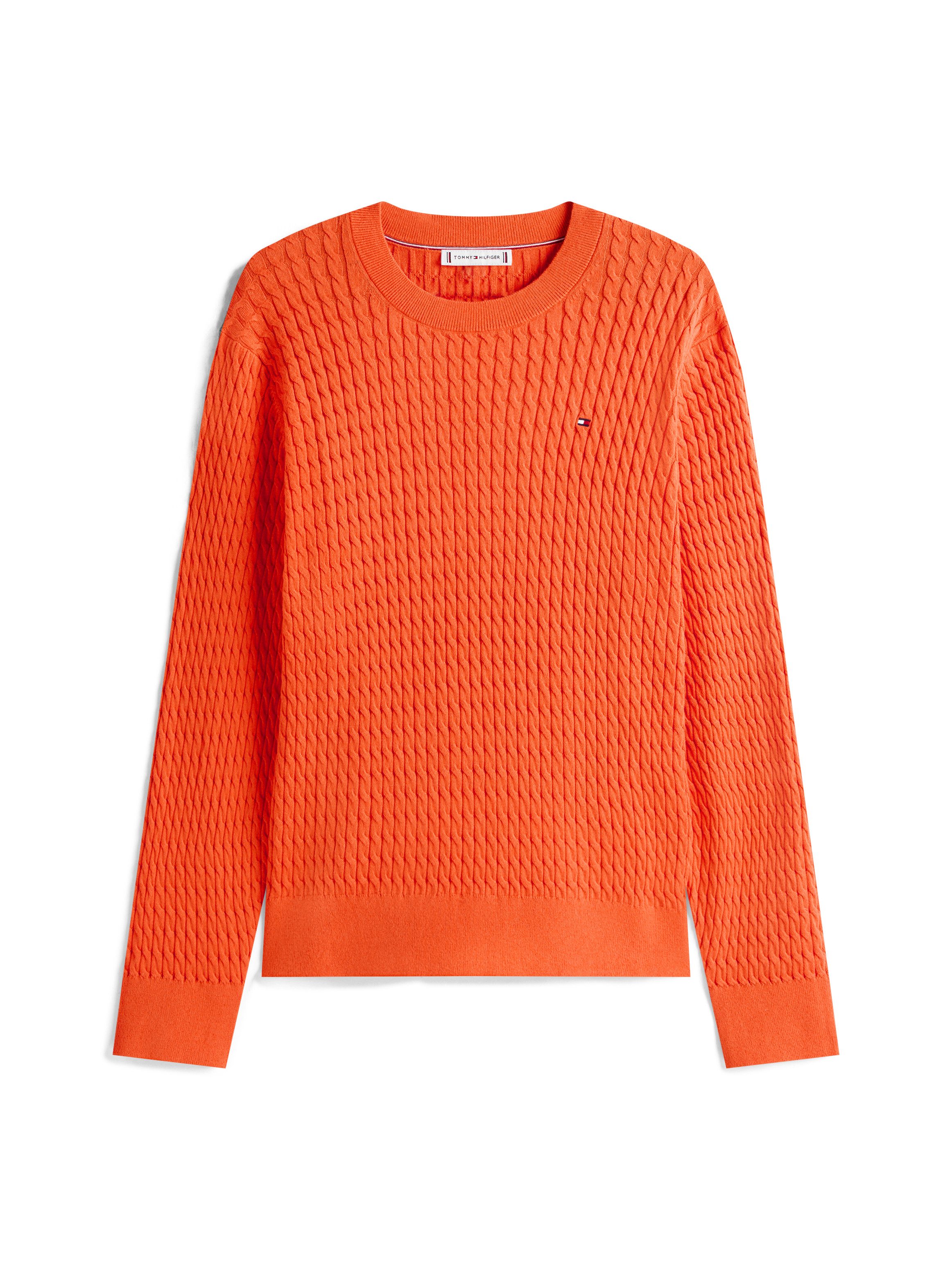 Tommy Hilfiger Curve Strickpullover CRV CO CABLE FINE GG C-NK LS SWT in großen Größen, mit Zopfmuster