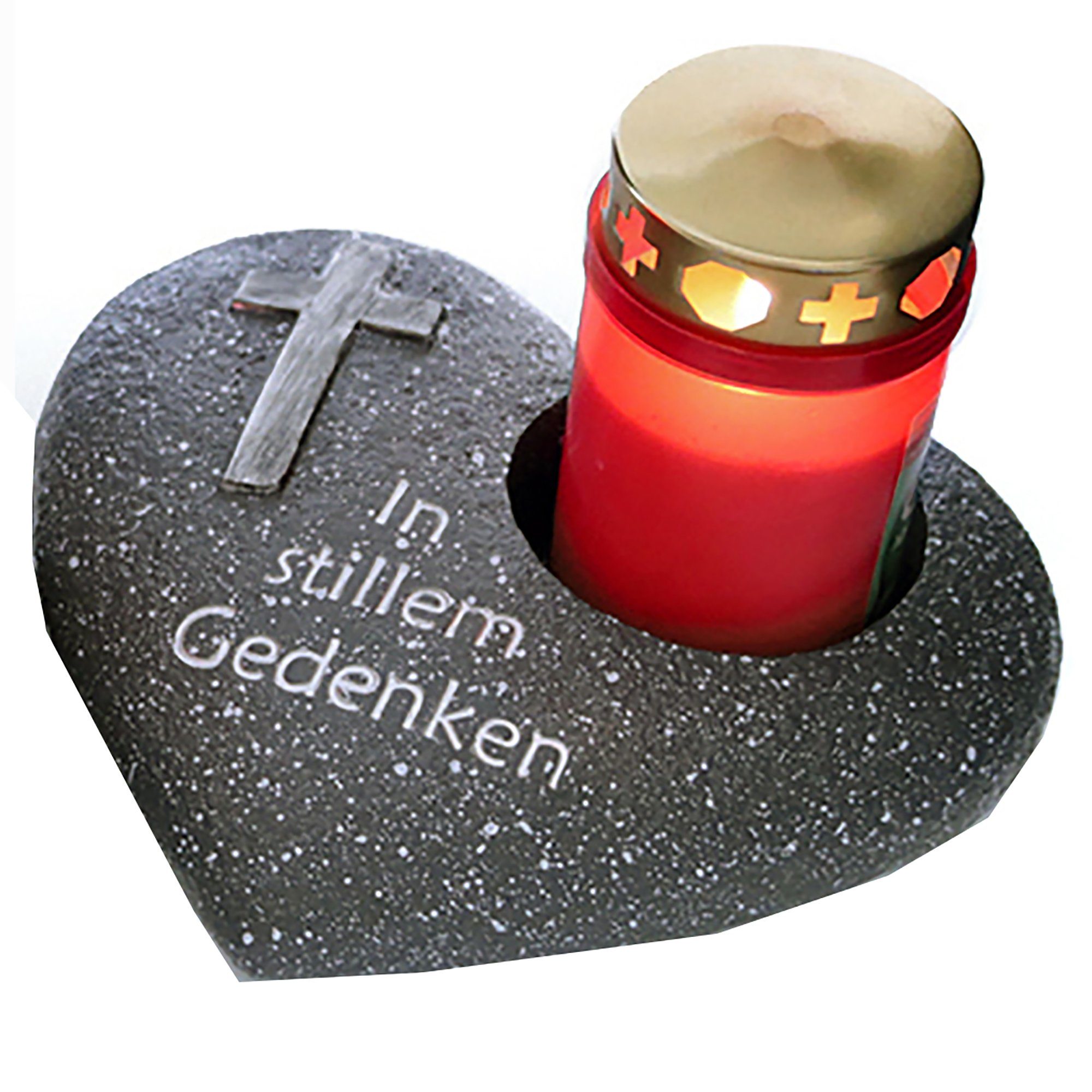 Annastore Gartenfigur Besinnliche Grabdeko zur Erinnerung Grabschmuck, Deko), stillem - und (Grabfigur, x 17,5 cm Friedhof frostfest 19,5 Gedenken Herz witterungsbeständig In