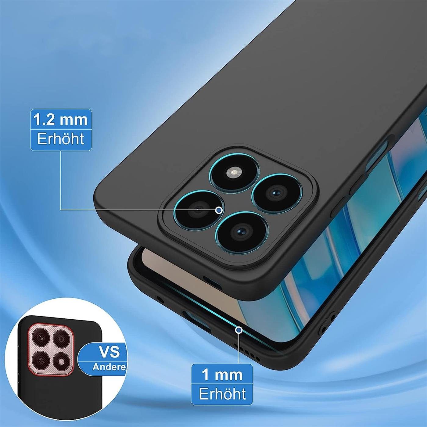 CoolGadget Handyhülle Black Series Handy Hülle für Honor X8a 6,7 Zoll, Edle Silikon Schlicht Robust Schutzhülle für Honor X8a Hülle