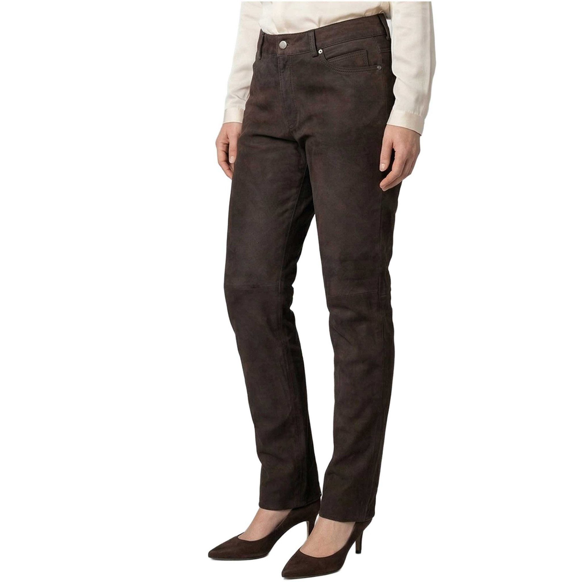 Maddox Lederhose Pauletta MADDOX - Damen Lederhose Lammnubuk braun