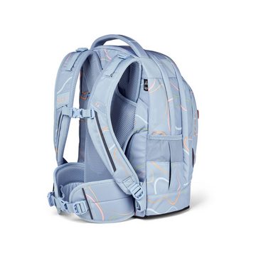 Satch Schulranzen Schulrucksack-Set PACK Vivid Blue 3-teilig (3-teilig), Laptop-Fach, Your-Size-System, höhenverstellbar