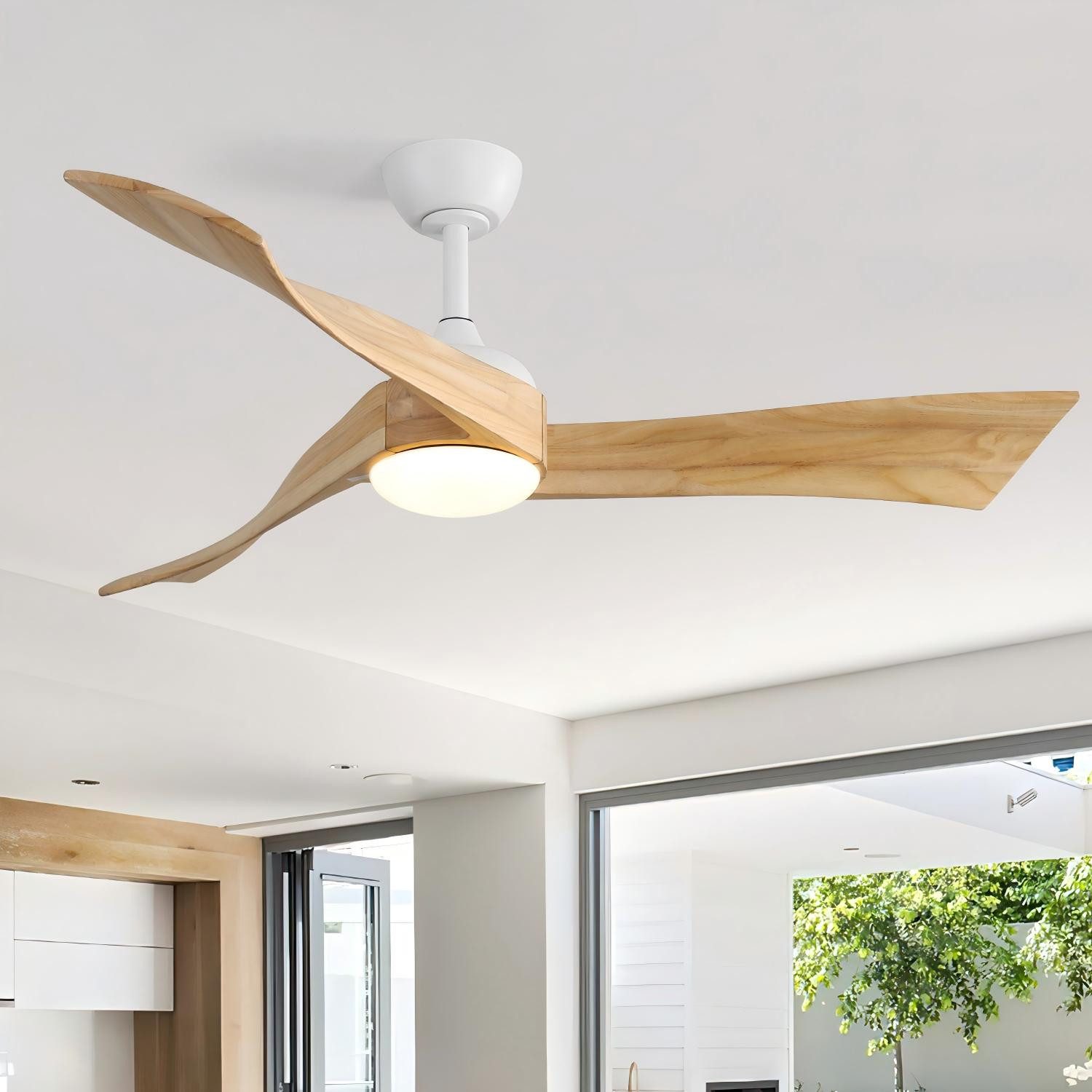 Sofucor Deckenventilator mit LED-Licht und Fernbedienung, DC, 132 cm, Timer-Funktion, 6 Geschwindigkeitsstufen
