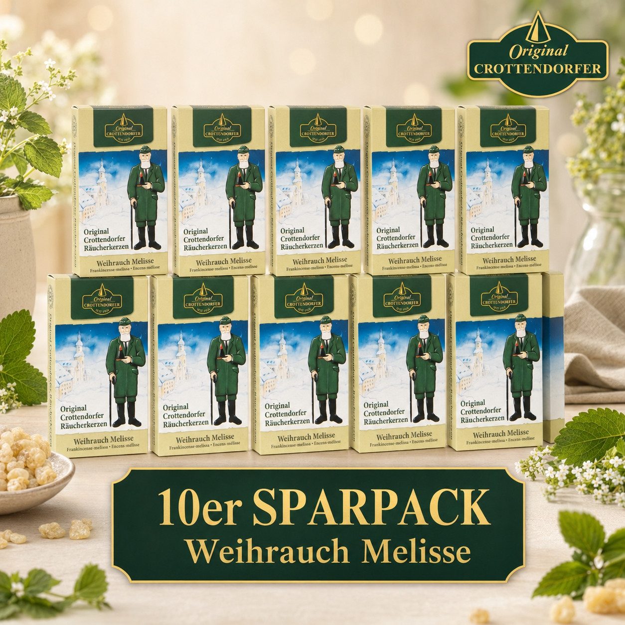 Crottendorfer Räucherkegel Crottendorfer Räucherkerzen 10er-Pack Weihrauch-Melisse (Packung, 10-St., Vorteilspack), 100% Made in Germany