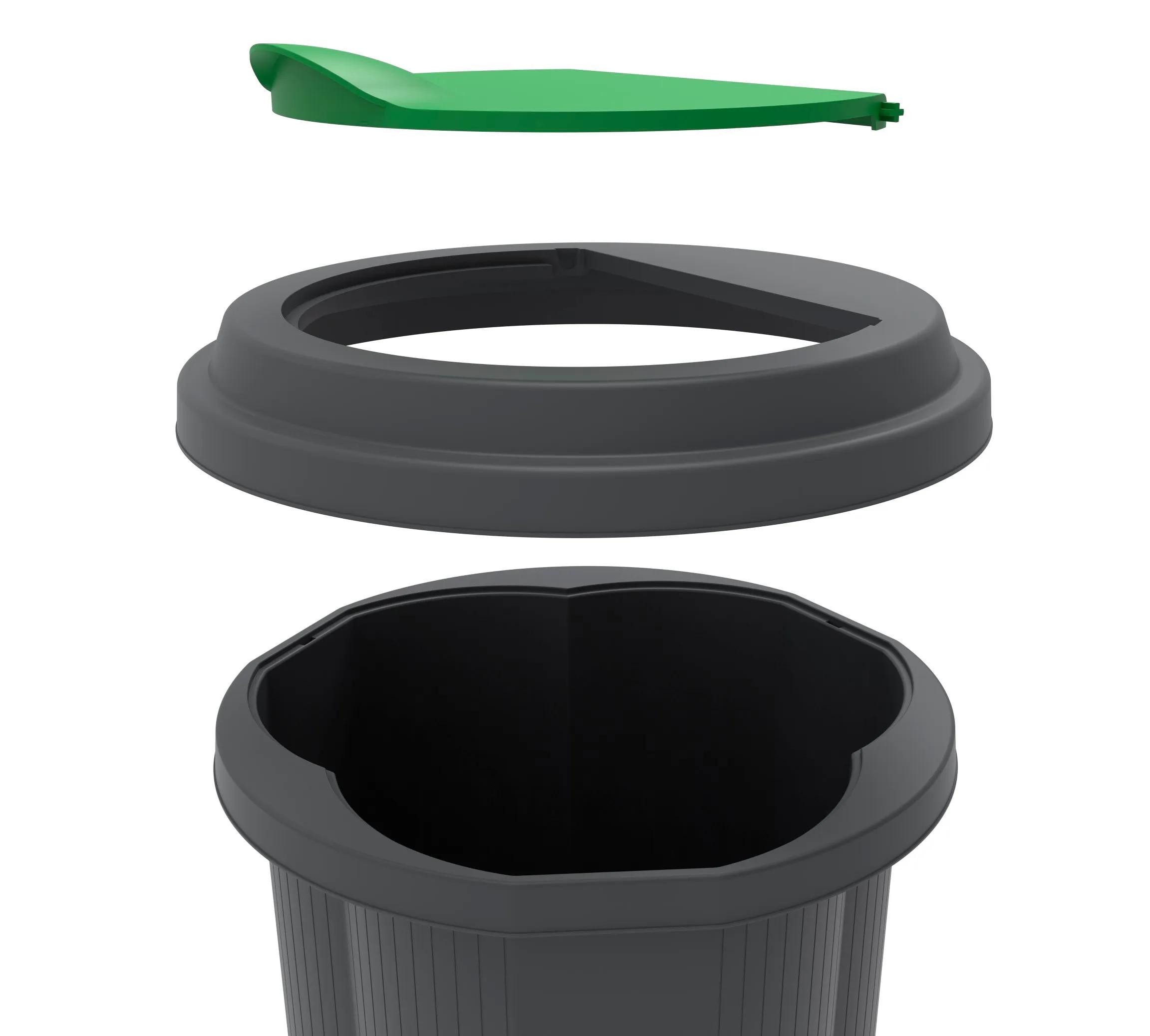 EXACOMPTA Aufbewahrungsbox Abfalleimer Tri Bin EcoBlack - Schwarz - 44214D, Papierkorb mit sortierung