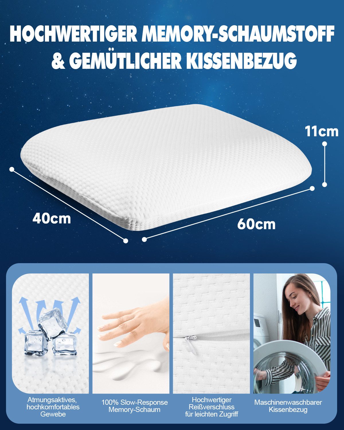 Esun Kopfkissen Kopfkissen, Ergonomisches Memory Foam Kissen, Nackenkissen, günstig online kaufen