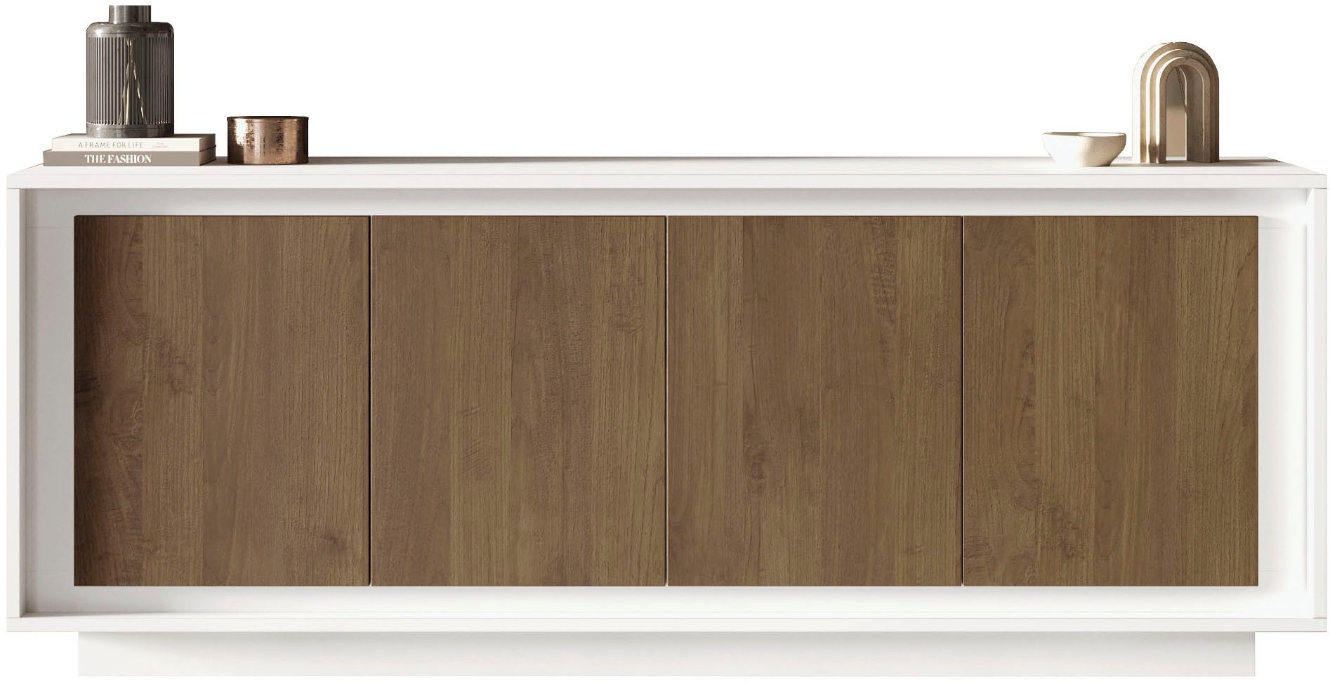 Home affaire Sideboard Sky, B/T 207/50 cm, Kommode/Anrichte/Stauraumschrank, 4 Türen, Softclosing, Korpus & Front 22 mm stark, Rahmen-Optik