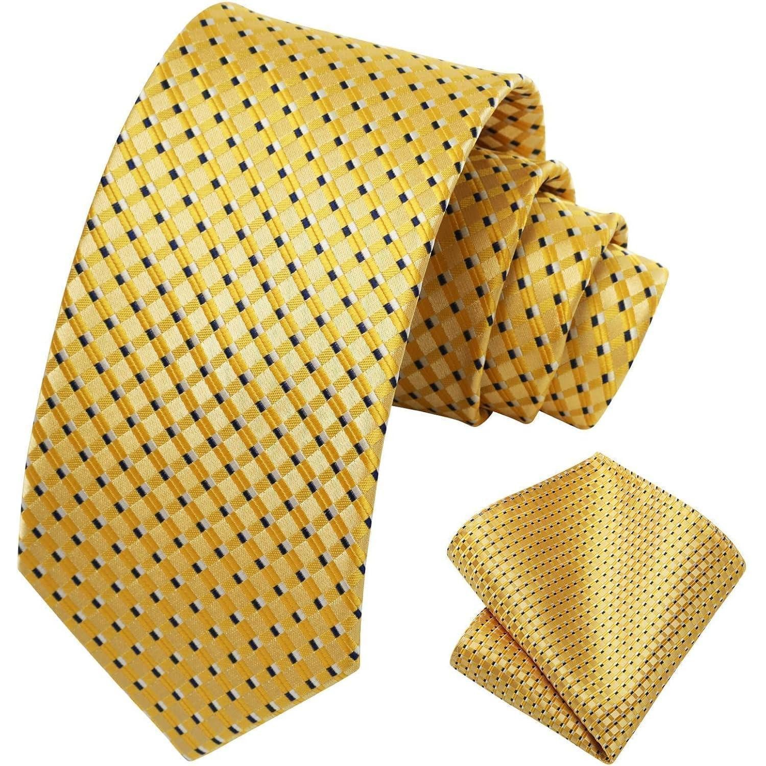 LuxusKollektion Krawatte Krawatte Herren Einstecktuch Set Hochzeit Einheitsgröße Gelb 3