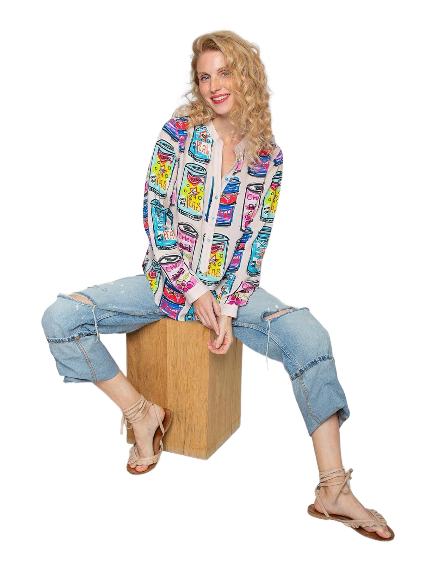 Emily Van Den Bergh Blusenshirt bunt,Casual,Viskose,Bunt,Rundhals,Lang,Casual Fit
