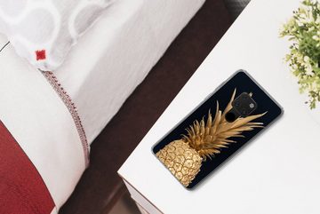 MuchoWow Handyhülle Ananas - Gold - Farbe - Schwarz - Obst - Luxus, Handyhülle Huawei P40 Lite, Handy Case, Silikon, Bumper Case