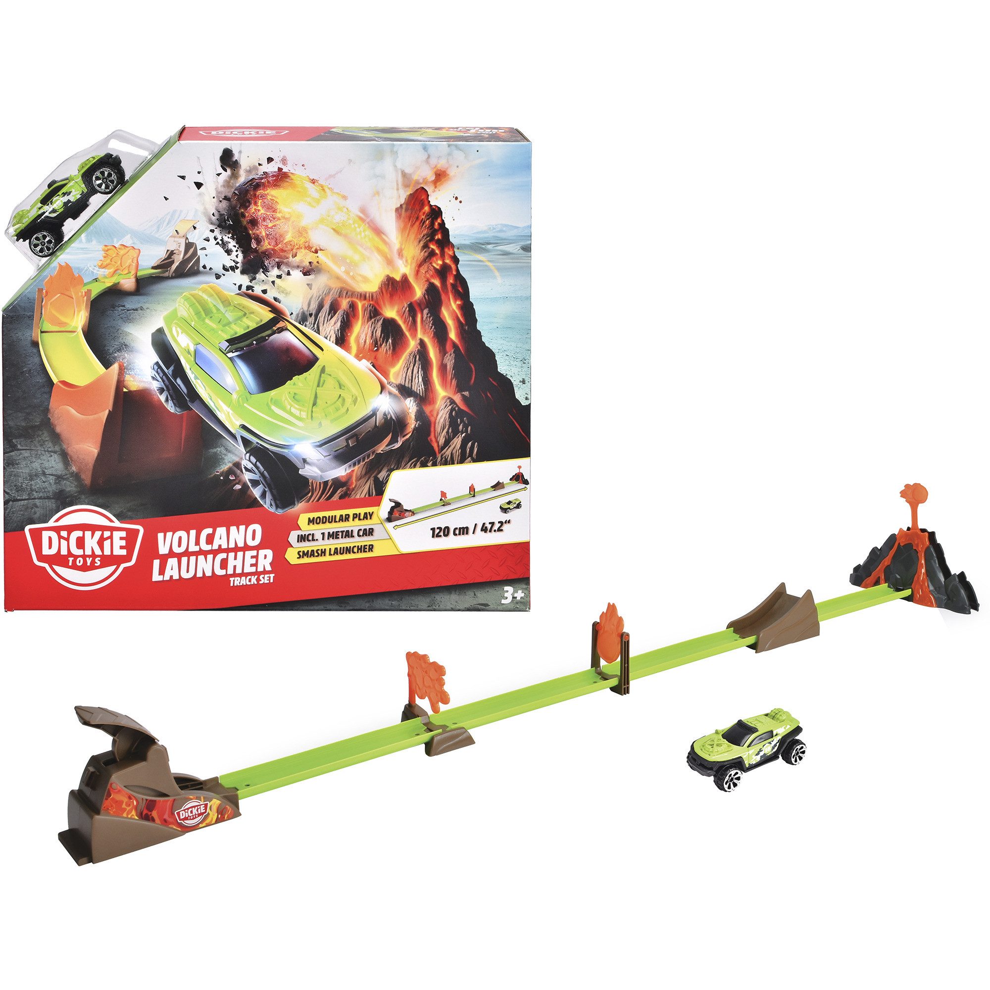 Dickie Toys Autorennbahn Dickie Volcano Launcher Track Set, Rennbahn