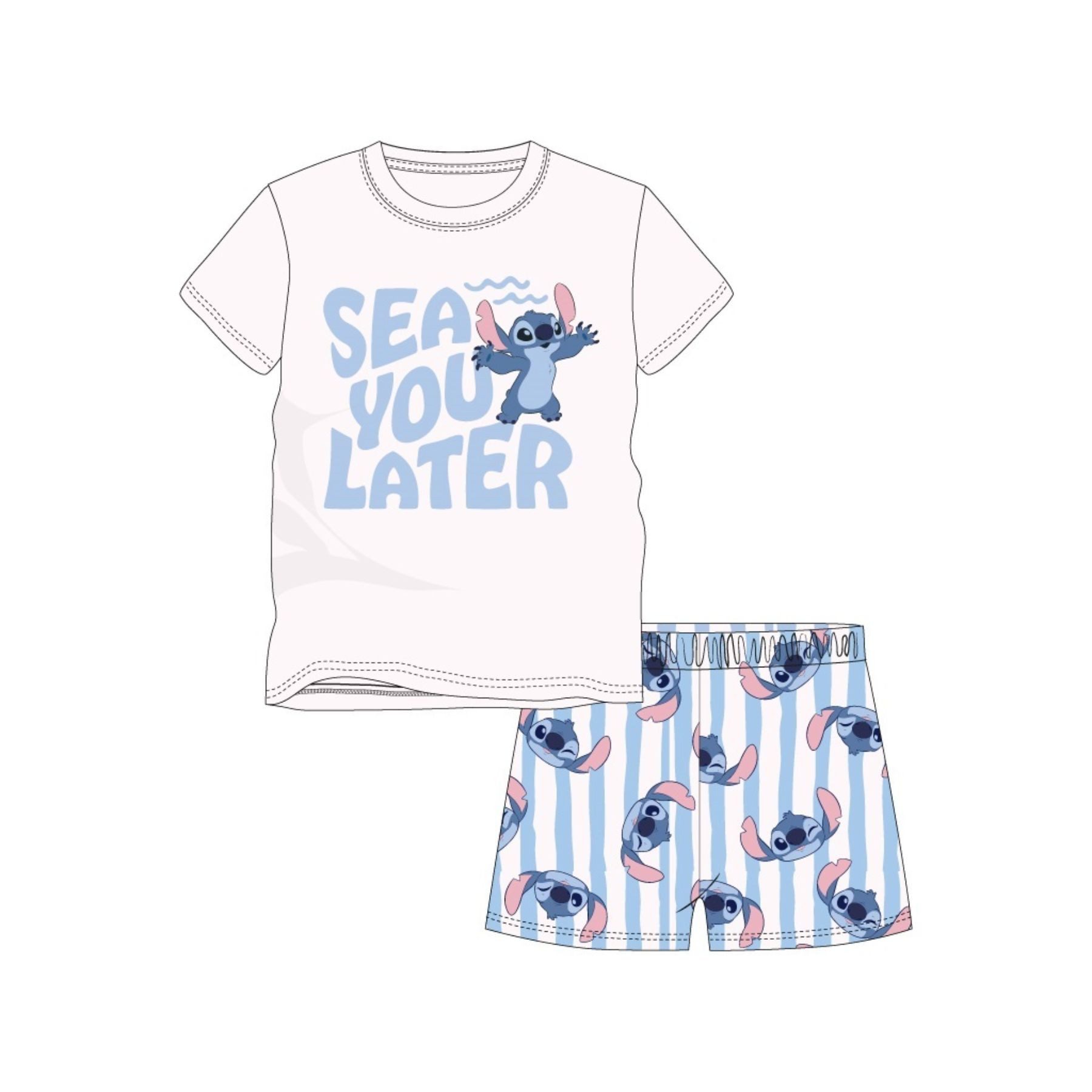 Disney Pyjama Stitch Kinder Pyjama kurz Baumwollpyjama Sommerpyjama