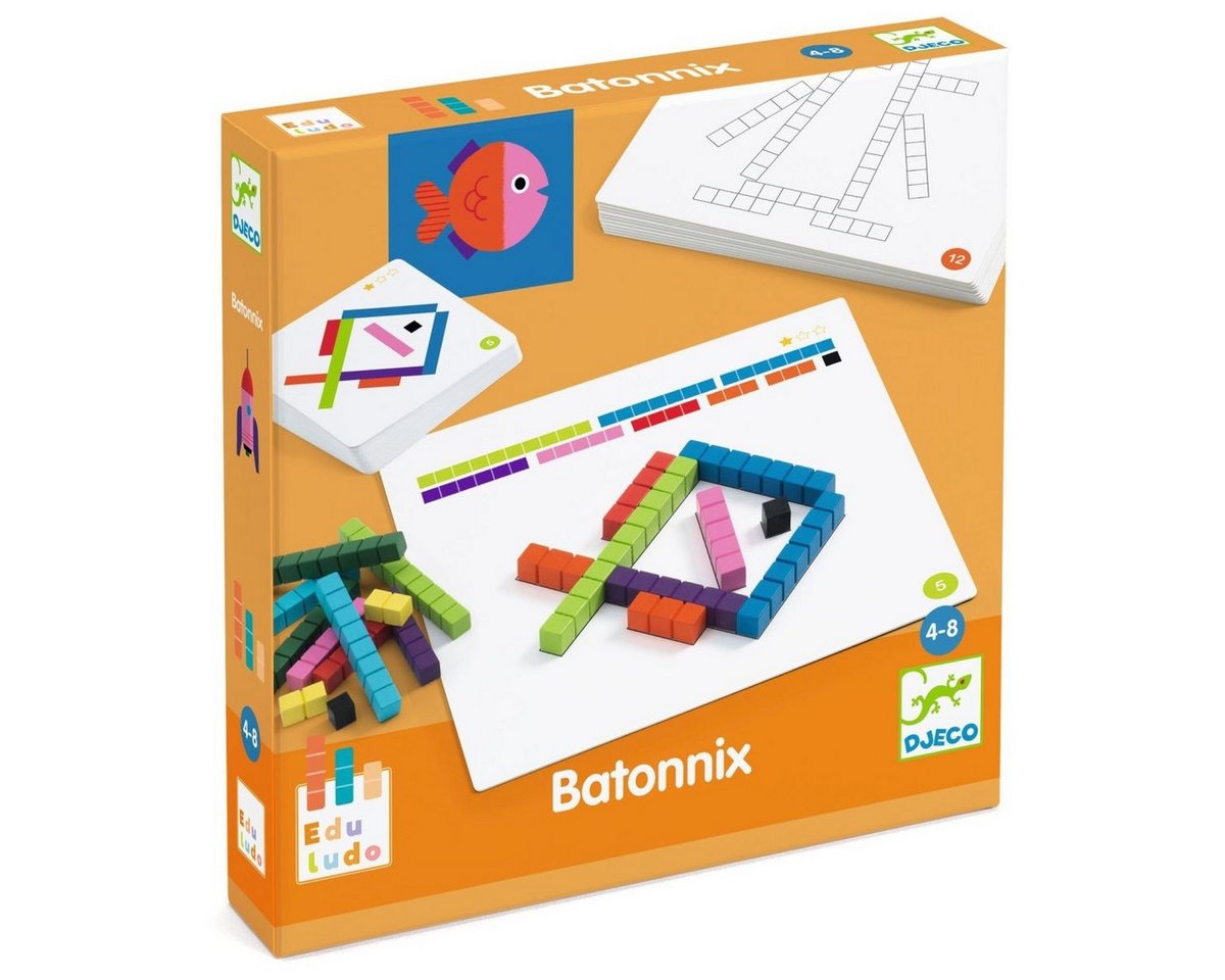 DJECO Lernspielzeug Lernspiel: Batonnix Lernspielzeug für Kinder mit Lernwert und Fantasie, Lernspielzeug