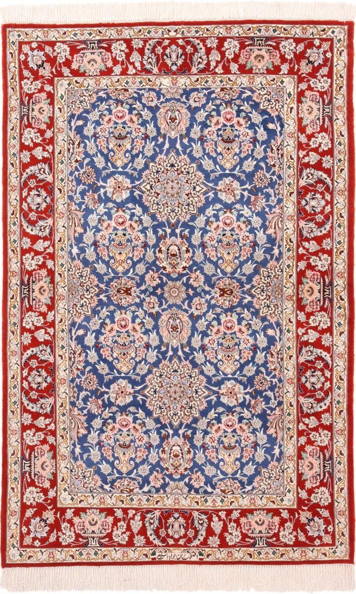 Seidenkette mm 106x167 Trading, Orientteppich Höhe: Handgeknüpfter Isfahan Orientteppich, Nain rechteckig, 6