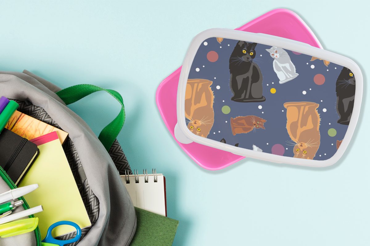 Brotbox - Weltraum Kinder Kinder, rosa MuchoWow - - Jungen (2-tlg), - für Mädchen, Brotdose Snackbox, Muster - Erwachsene, Kunststoff, Lunchbox Katze - Kunststoff Mädchen Kinder,