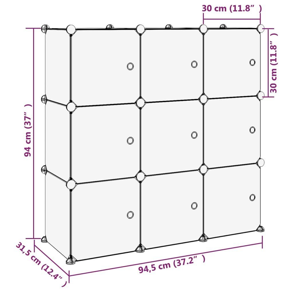 Würfeln Türen Weiß vidaXL 1-tlg. und mit Transparent Schuhregal Transparent 9 und PP, Regalsystem