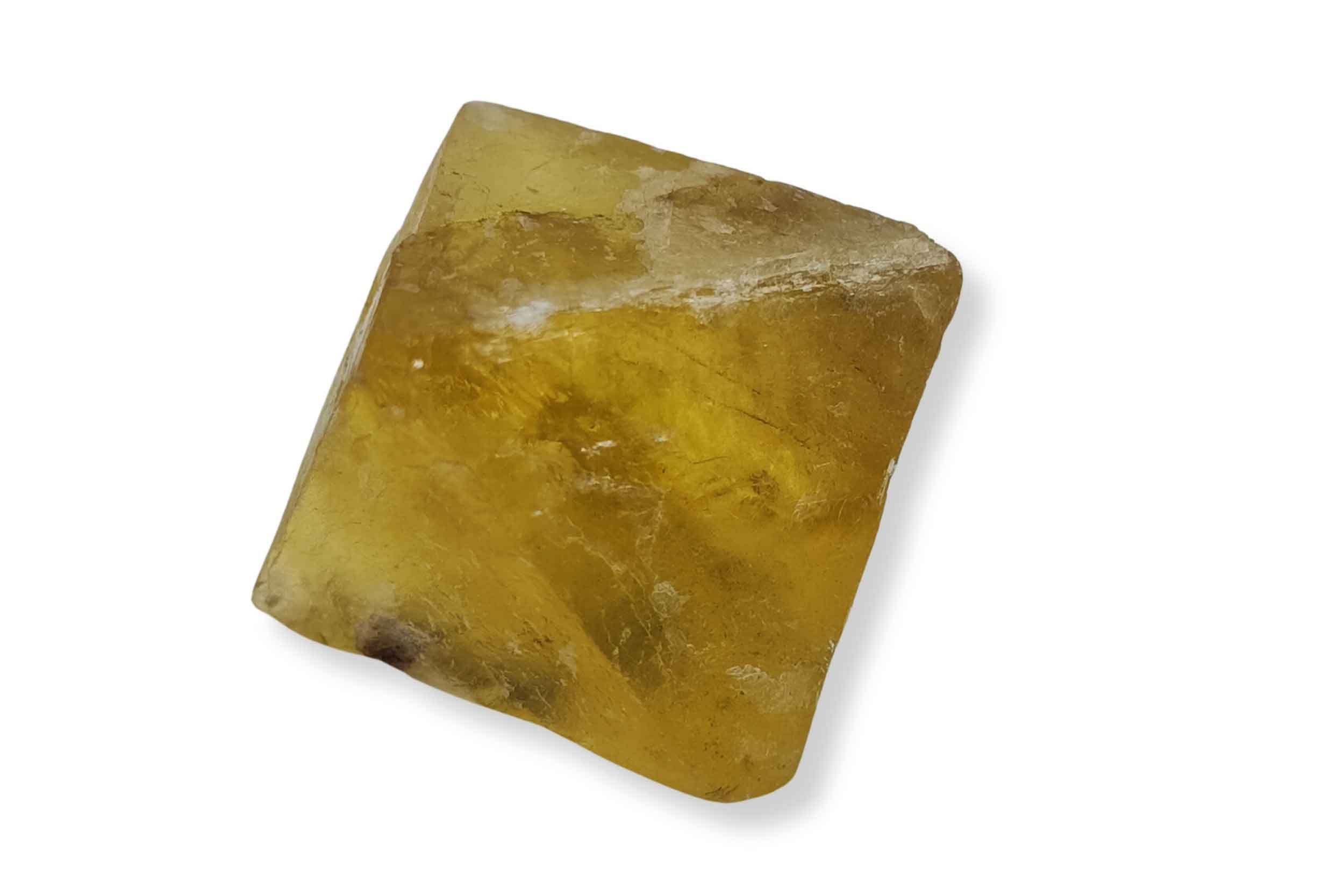 Edelstein Fluorit - Wellness_ Edelstein mi0348x2 Zen - Kristall Yoga gelb Geschenk, Oktaeder durchscheinend- natur