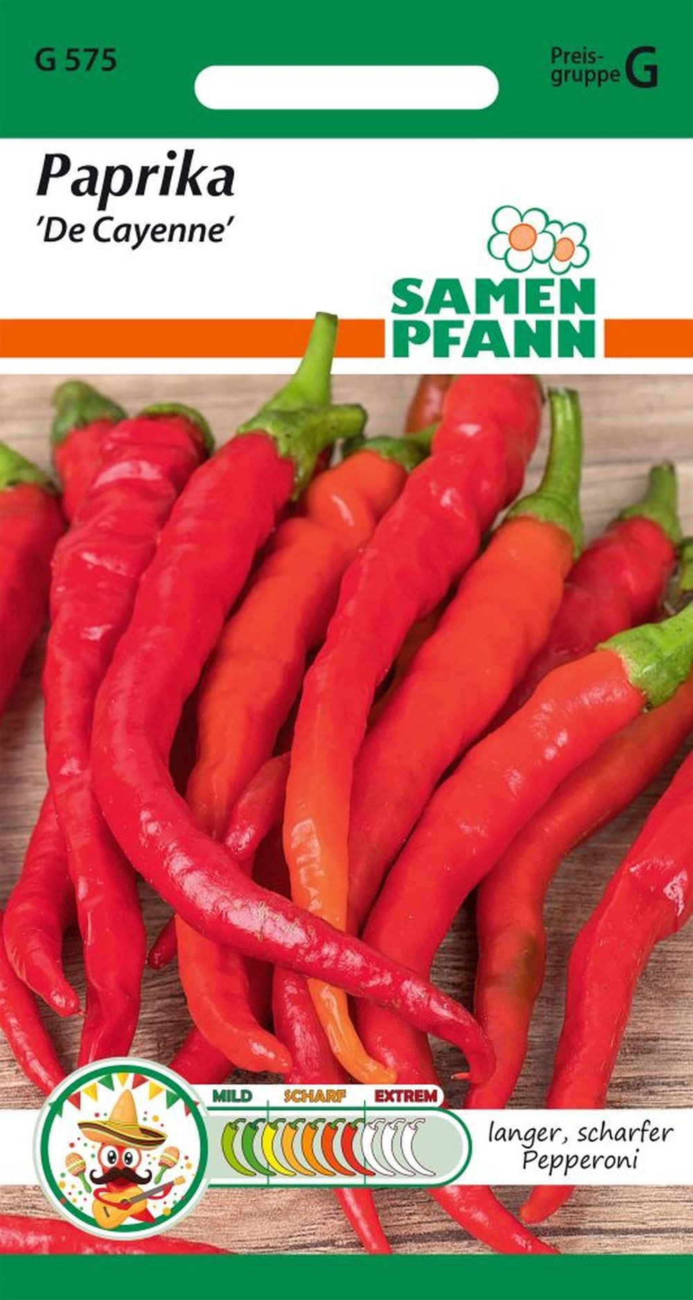 SAMEN PFANN Gemüsesamen Paprika, De Cayenne - Paprika-Samen Saatgut Samen, Capsicum annuum