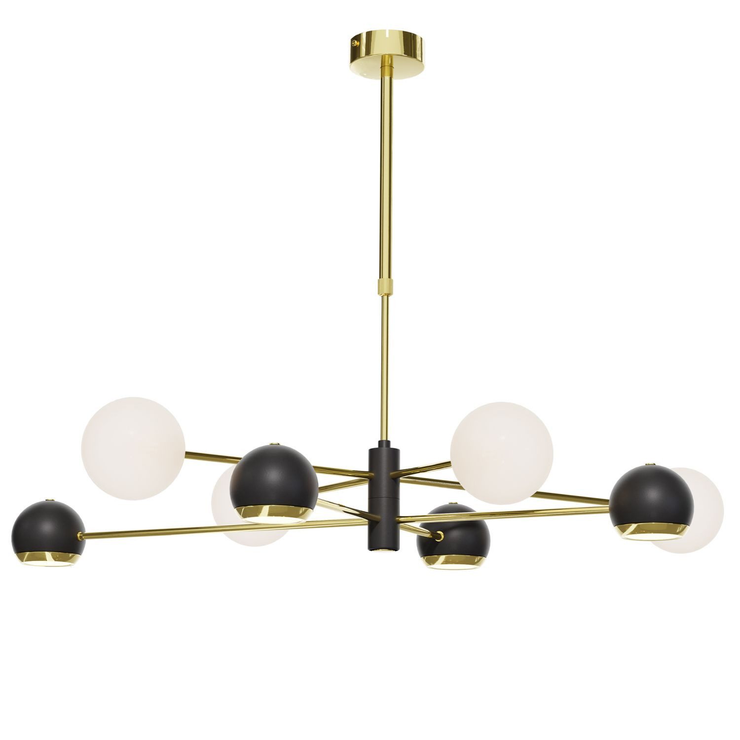 Licht-Erlebnisse Deckenleuchte ADRID, ohne Leuchtmittel, Metall Glas G9 in Gold Schwarz Weiß 4-flammig Kugel Schirm Modern