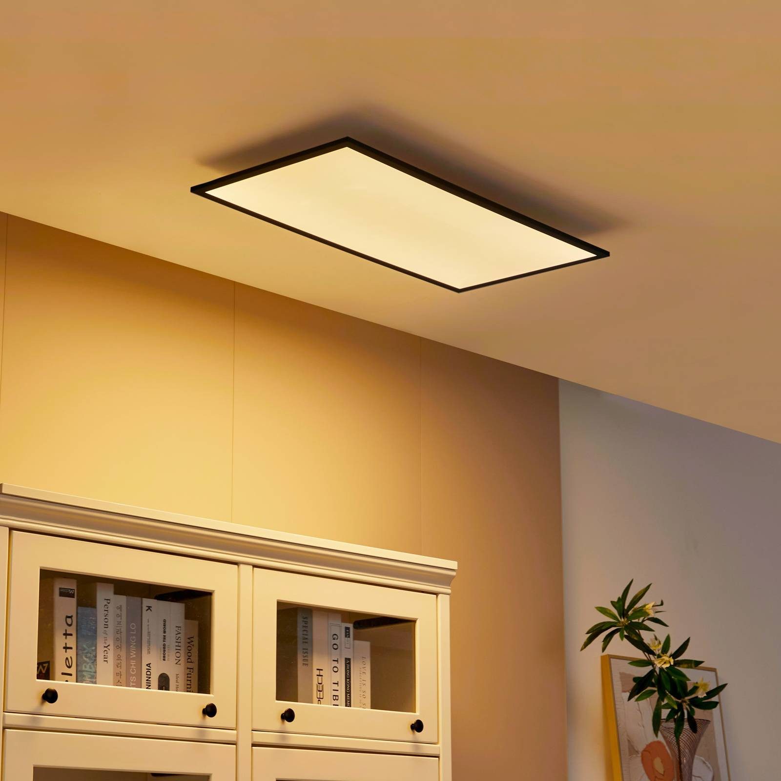 Lindby LED Panel Lamin, LED Schwarz Farbwechsel warmweiß / tageslicht IP20 mit Fernbedienung, LED 41 W gesamt, Farbwechsel warmweiß / tageslicht