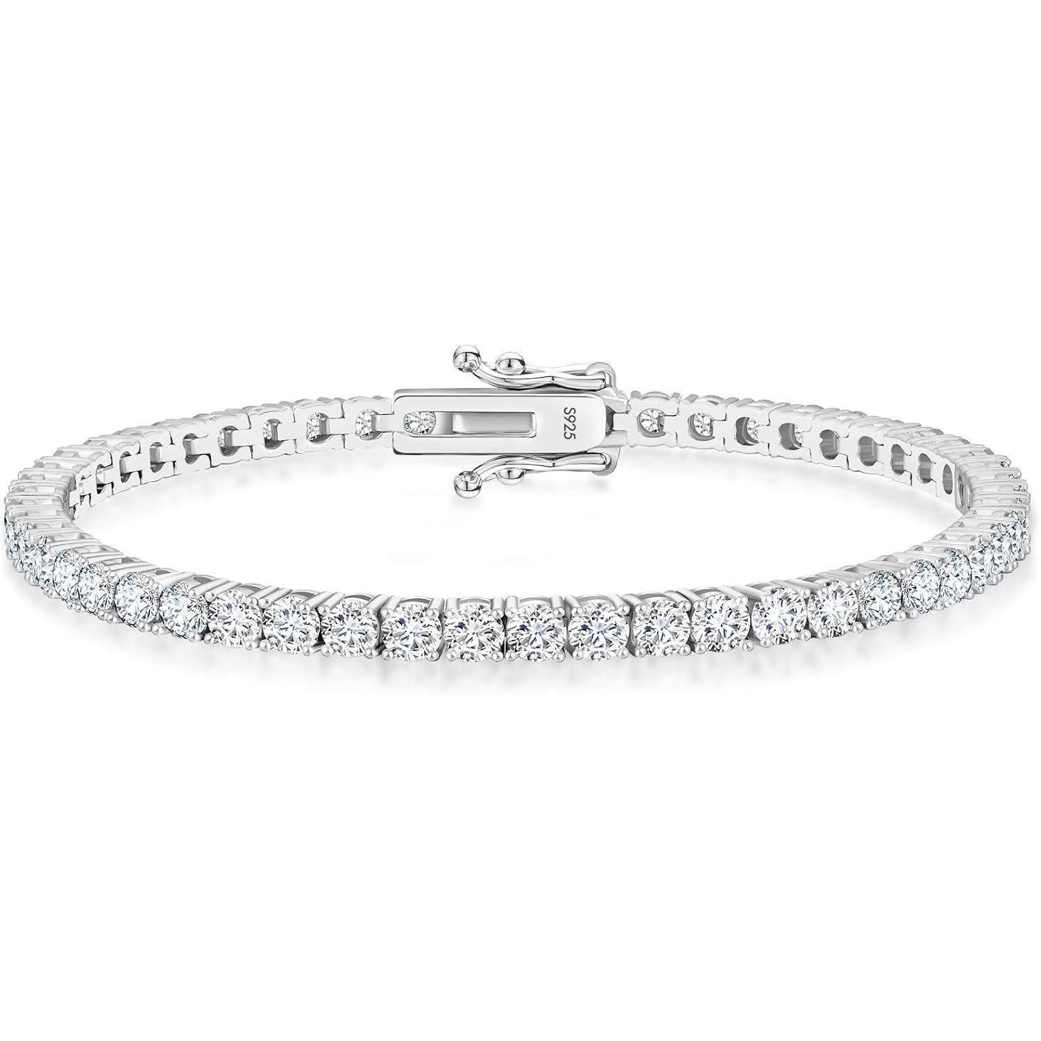LuxusKollektion Tennisarmband Moissanite Tennisarmband Damen 925 Silber 3/4mm 5,29-13,5 Karat VVS1 D