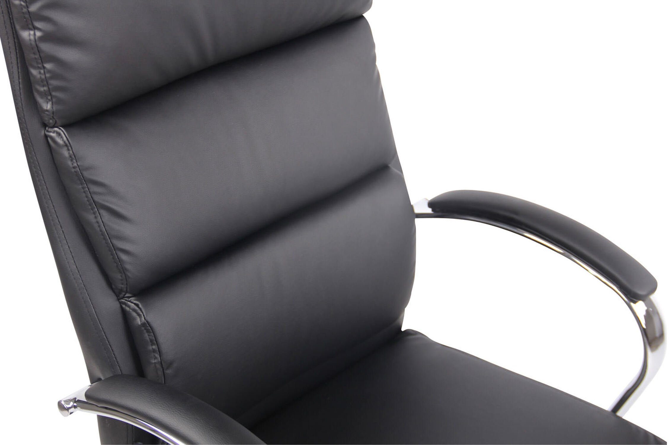 TPFLiving Bürostuhl Bradley mit - schwarz Gestell: Chefsessel, geformter Metall Sitzfläche: (Schreibtischstuhl, bequemer ergonomisch Drehstuhl, Rückenlehne chrom Gamingstuhl), Kunstleder