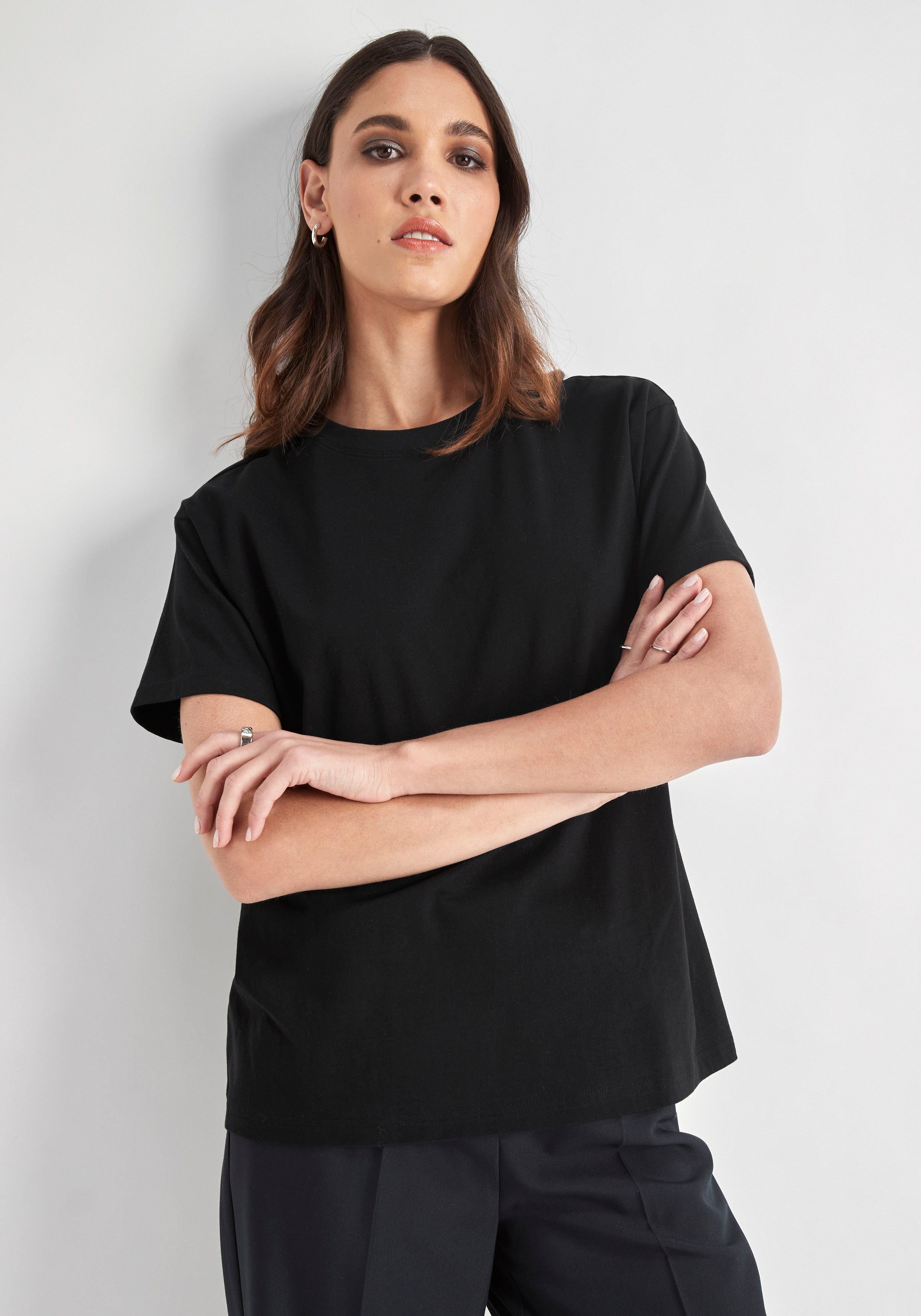 HECHTER PARIS T-Shirt mit Rundhalsausschnitt schwarz | T-Shirts