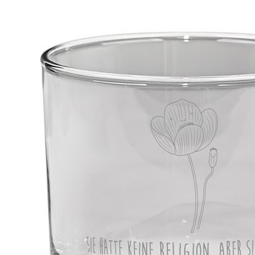 Mr. & Mrs. Panda Whiskyglas Blume Mohnblume - Transparent - Geschenk, Sommer Deko, Blumen, Blumen, Premium Glas, Dauerhafte Gravur