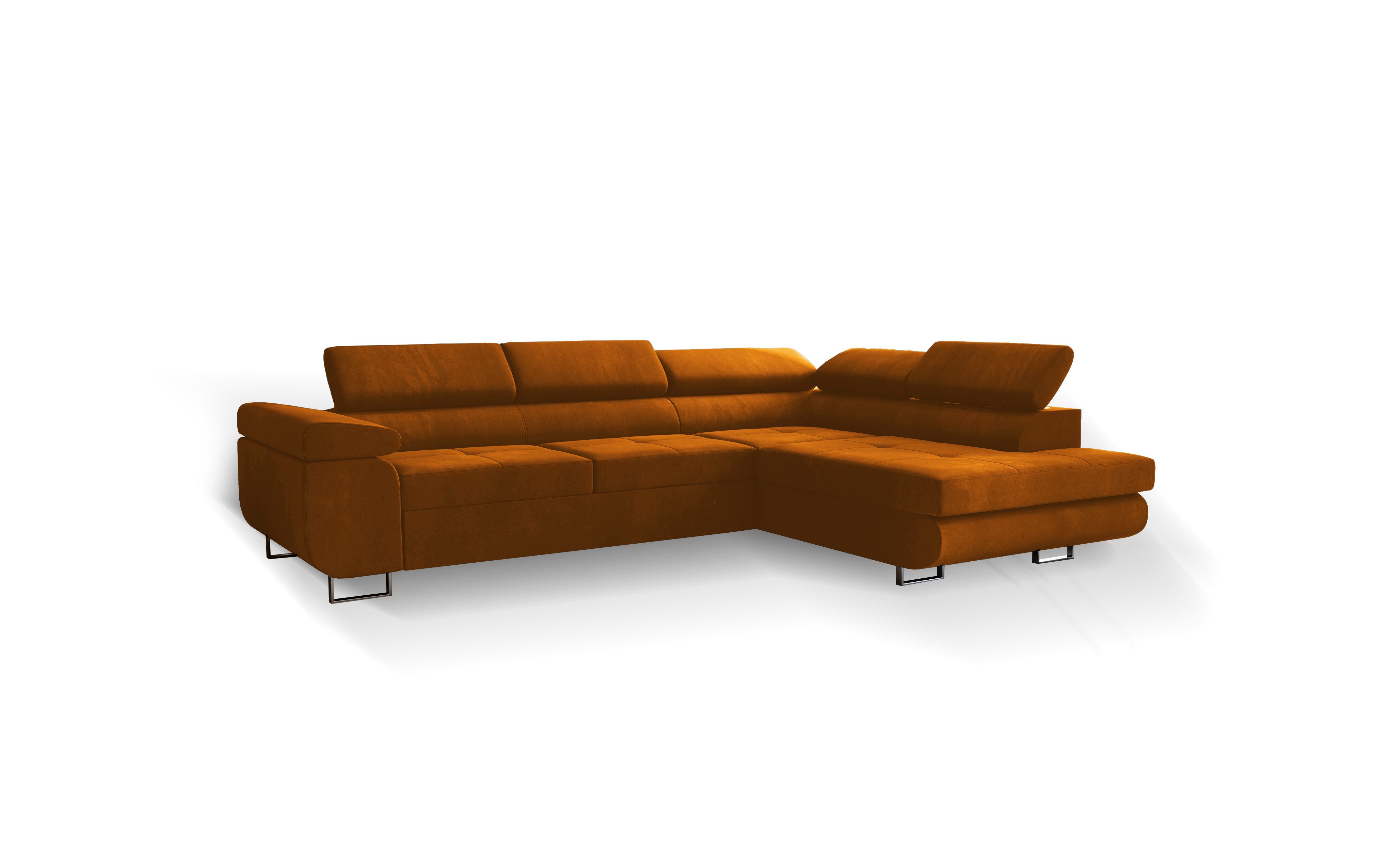 Goldstoff Ecksofa mit Schlaffunktion - Designersofa, Sofa mit Bettfunktion günstig online kaufen