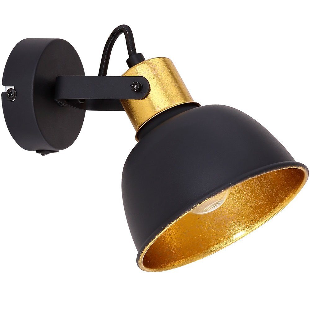 GLOBO LIGHTING Wandleuchte, Leuchtmittel nicht inklusive, Wandleuchte Wandlampe schwenkbar Wohnzimmerlampe schwarz gold H 14 cm