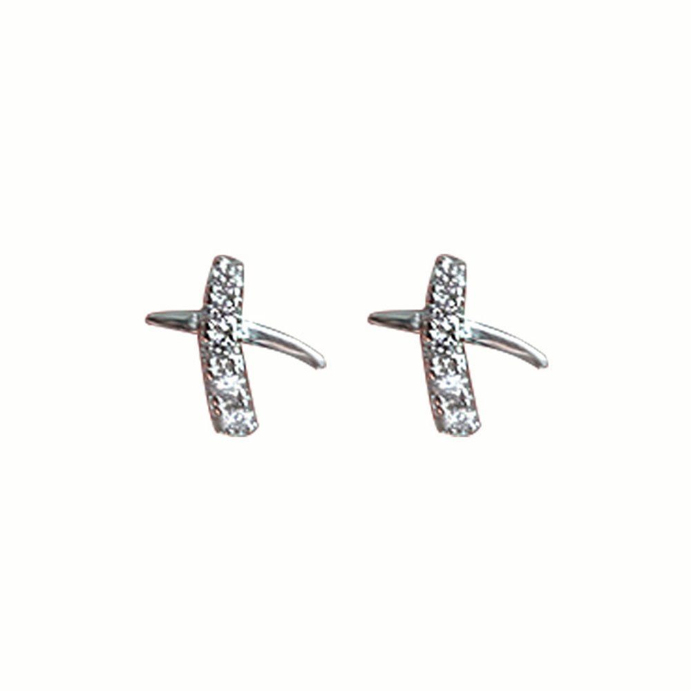 POCHUMIDUU Paar Ohrhänger 925 Sterling Silber gekreuzte Ohrringe (2-tlg., Synthetische Zirkonia), Geschenke für Mädchen und Frauen