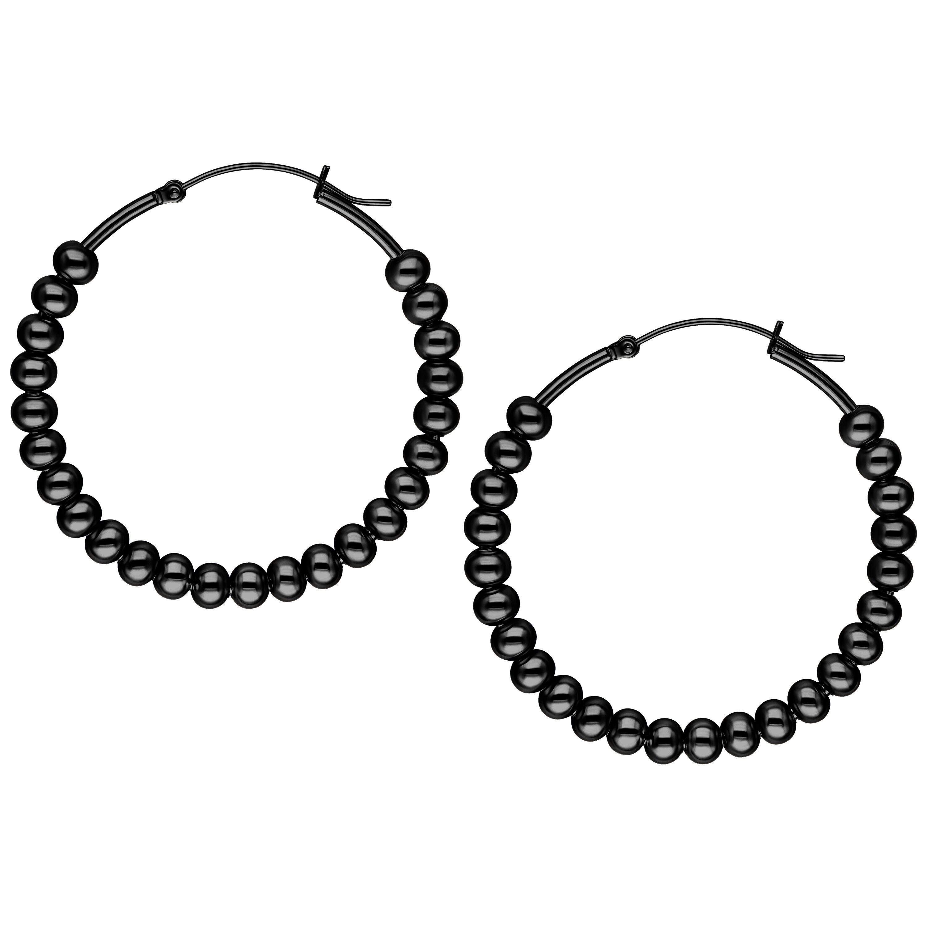 Paar Ohrhänger Bubble Hoops - Schwarz