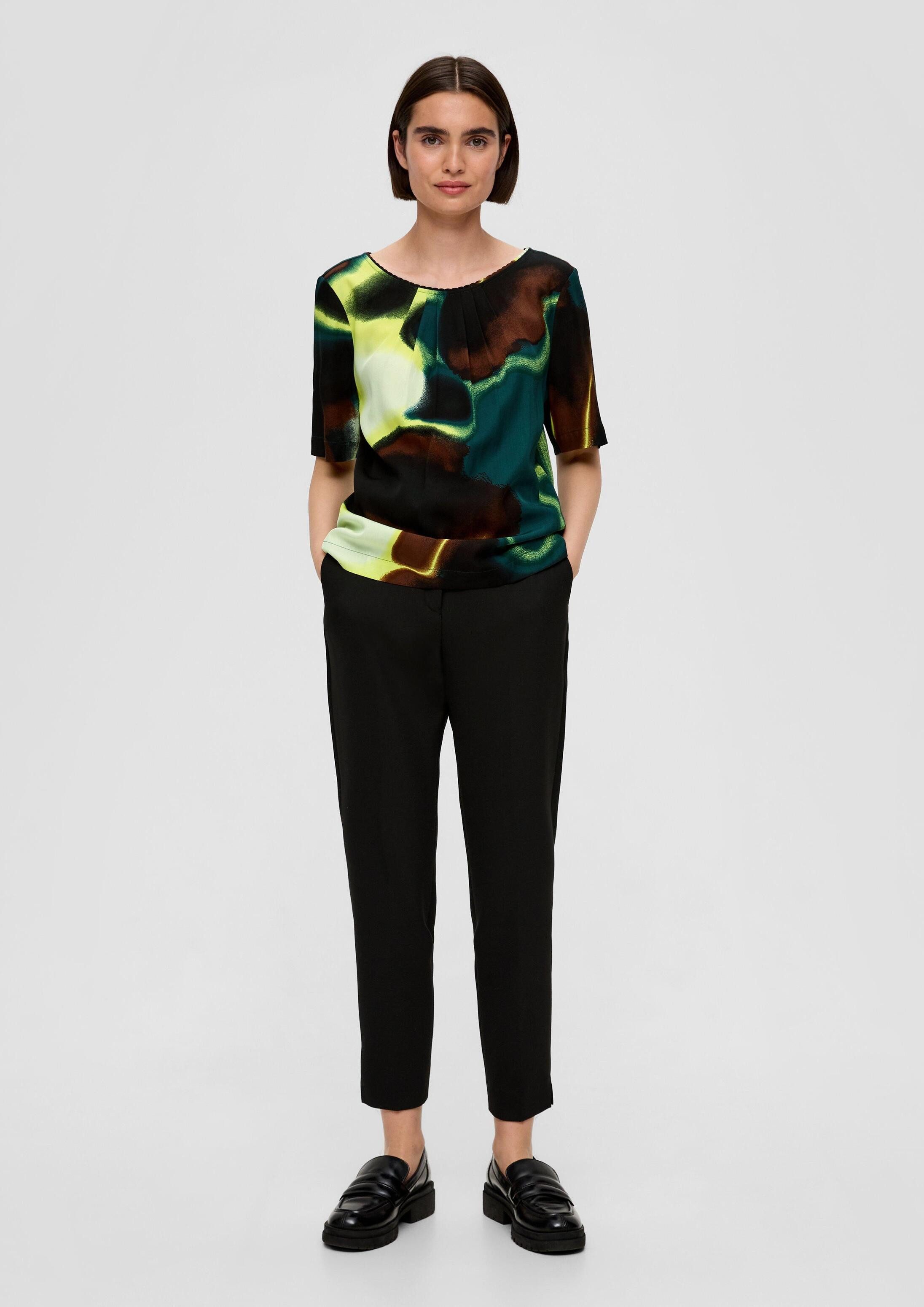 s.Oliver Kurzarmbluse Bluse Twillbluse aus Viskose