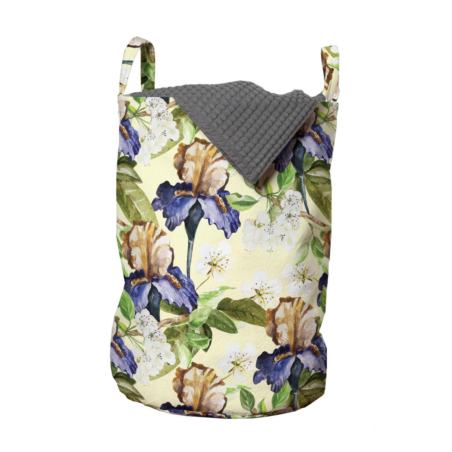 Abakuhaus Wäschesäckchen Wäschekorb mit Griffen Kordelzugverschluss für Waschsalons, Blumen Aquarell-Stil Tropic Art