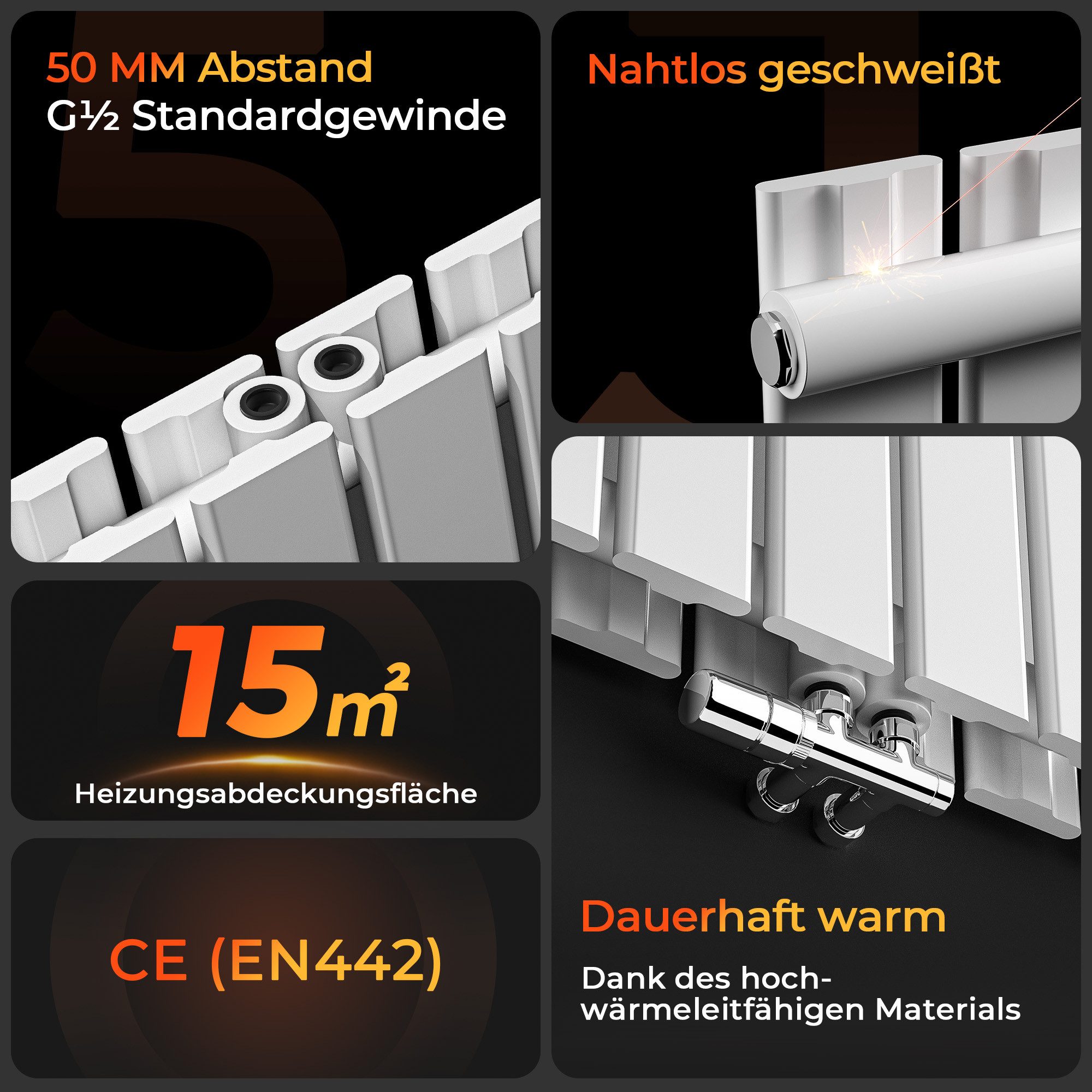 MEYKOERS Heizkörper Doppellagig Flachheizkörper Vertikal 1670~2227W günstig online kaufen