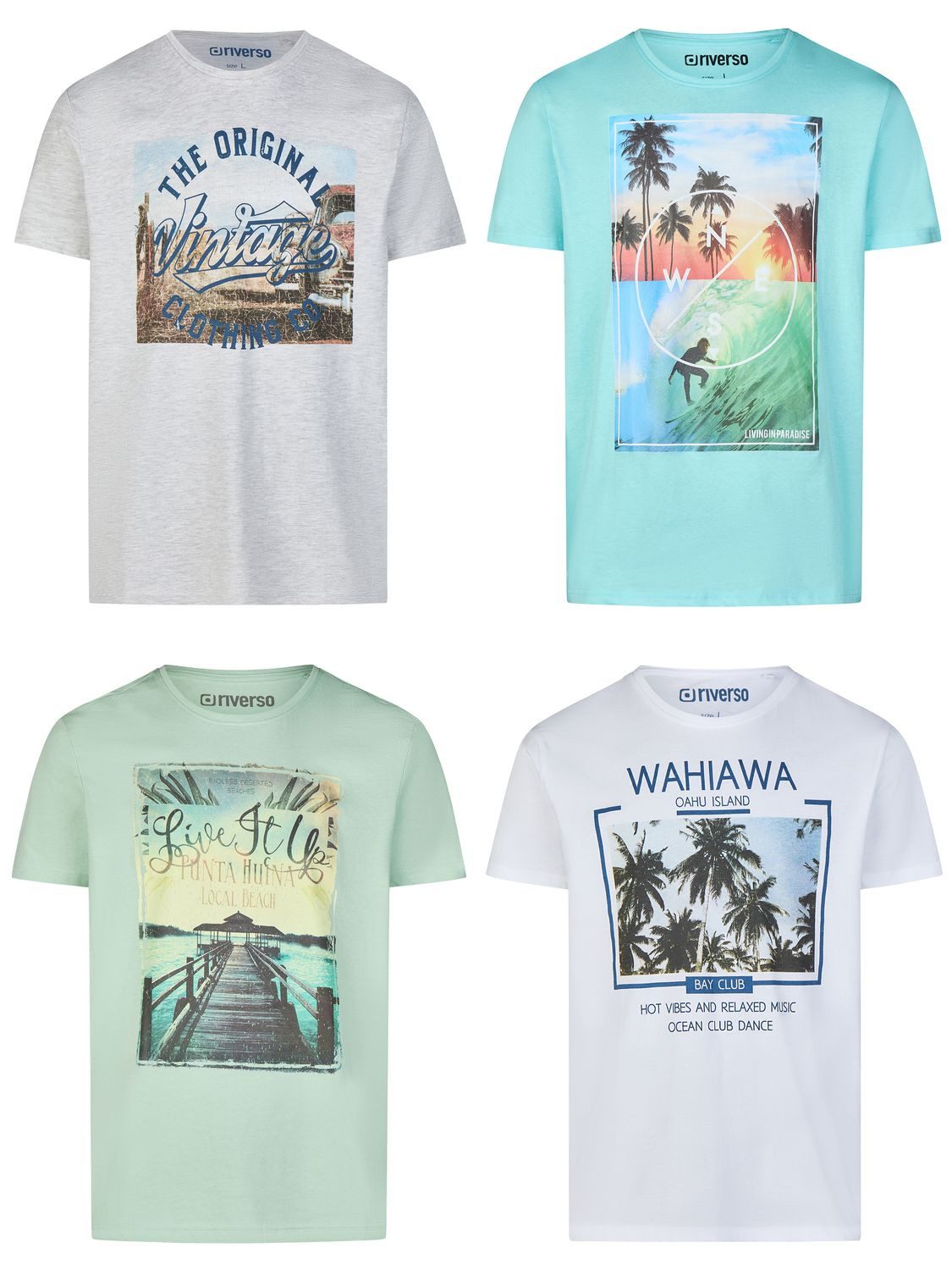 riverso T-Shirt Herren Fotoprintshirt RIVLukas Regular Fit (4-tlg) Kurzarm günstig online kaufen