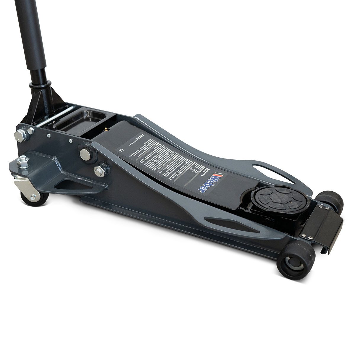 Weber GmbH Rangierwagenheber hydraulisch 3000 kg Tragkraft Höhe min. 8,5cm extra flach, max. Hubhöhe: 52 cm, stufenlos regulierbare Absenkung, mit Schraubenablagefach, für SUV